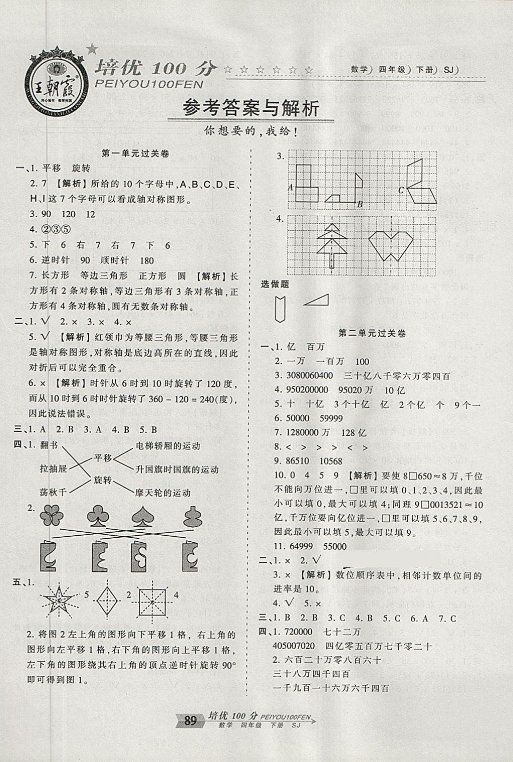 2018年王朝霞培優(yōu)100分四年級(jí)數(shù)學(xué)下冊(cè)蘇教版 第1頁(yè)