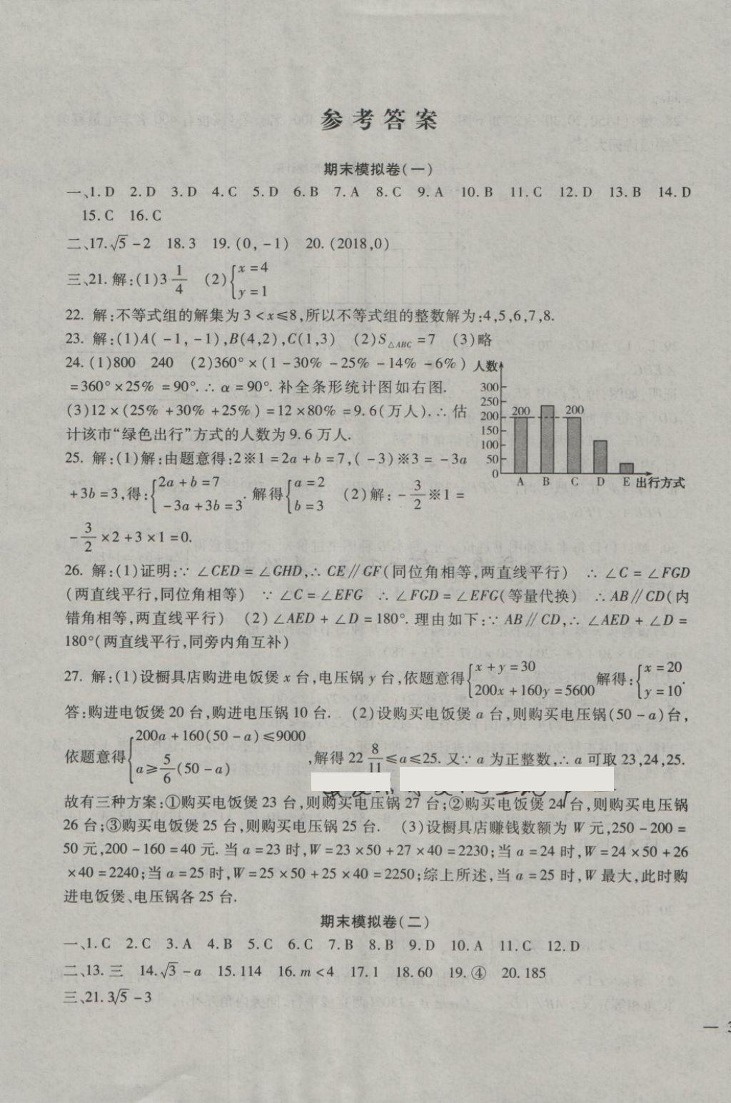 2018年期末金卷奪冠8套七年級(jí)數(shù)學(xué)下冊(cè)人教版 第1頁