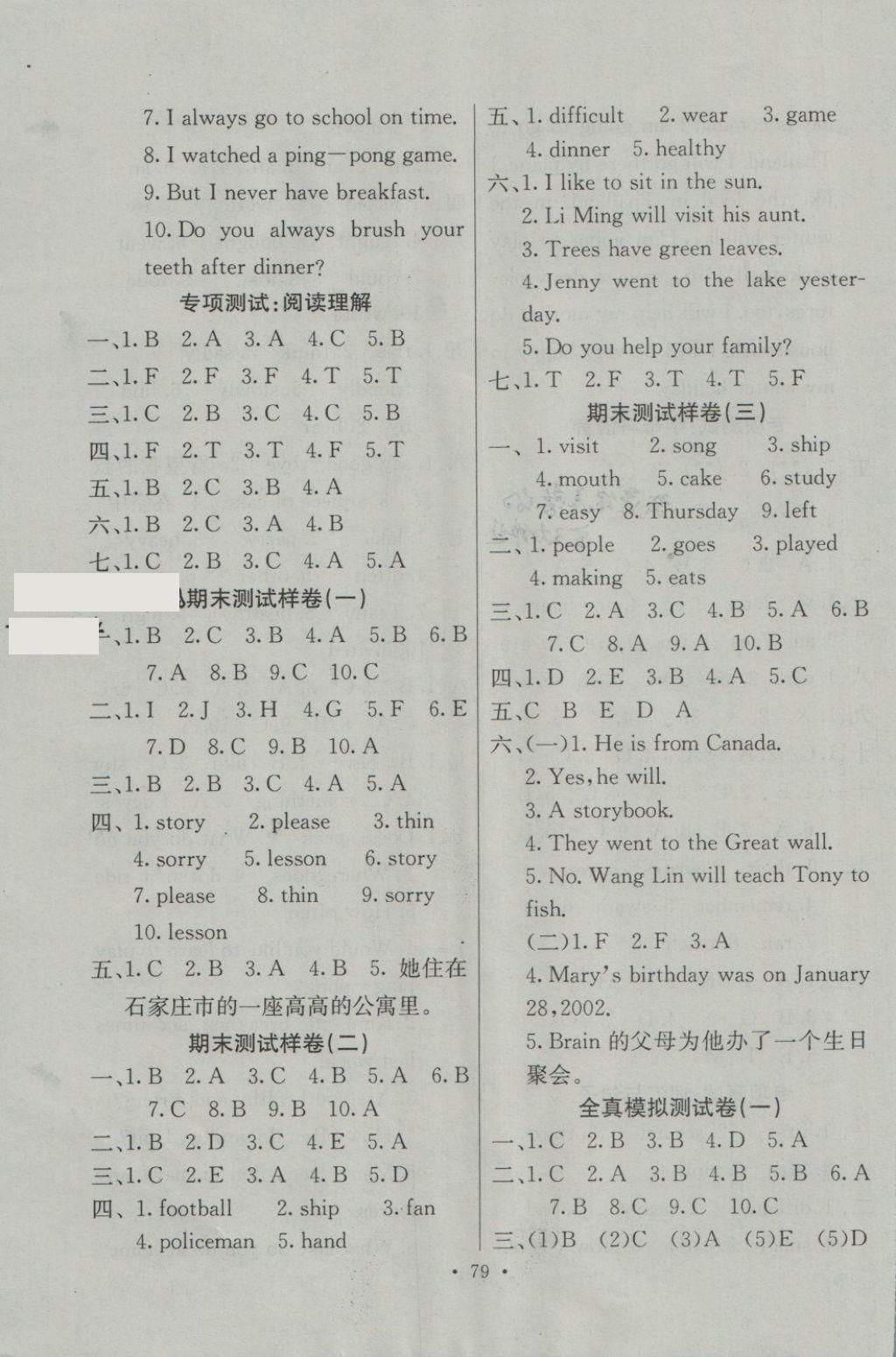 2018年期末冲刺100分全程密卷六年级英语下册冀教版 第7页