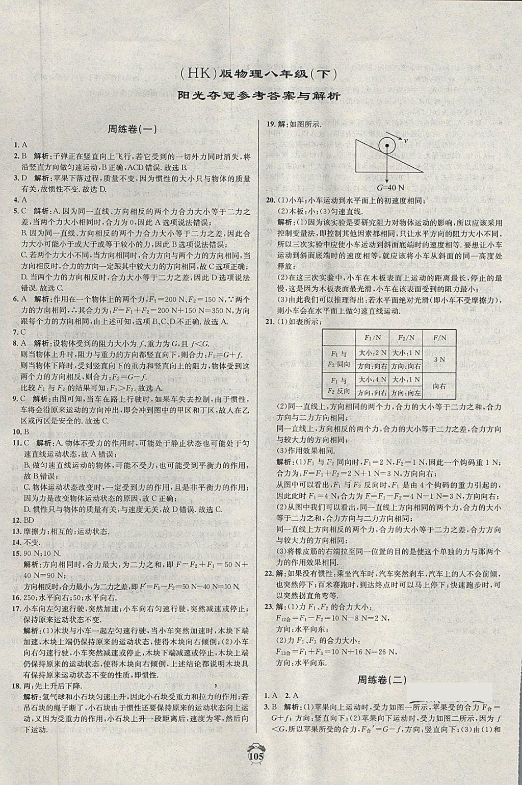 2018年阳光夺冠八年级物理下册沪科版 第1页