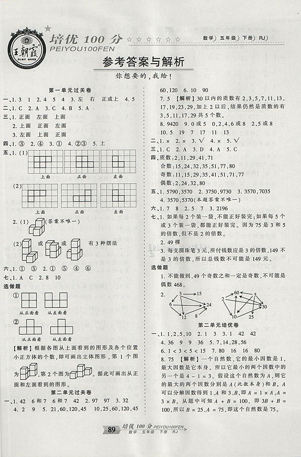 2018年王朝霞培優(yōu)100分五年級(jí)數(shù)學(xué)下冊(cè)人教版 第1頁