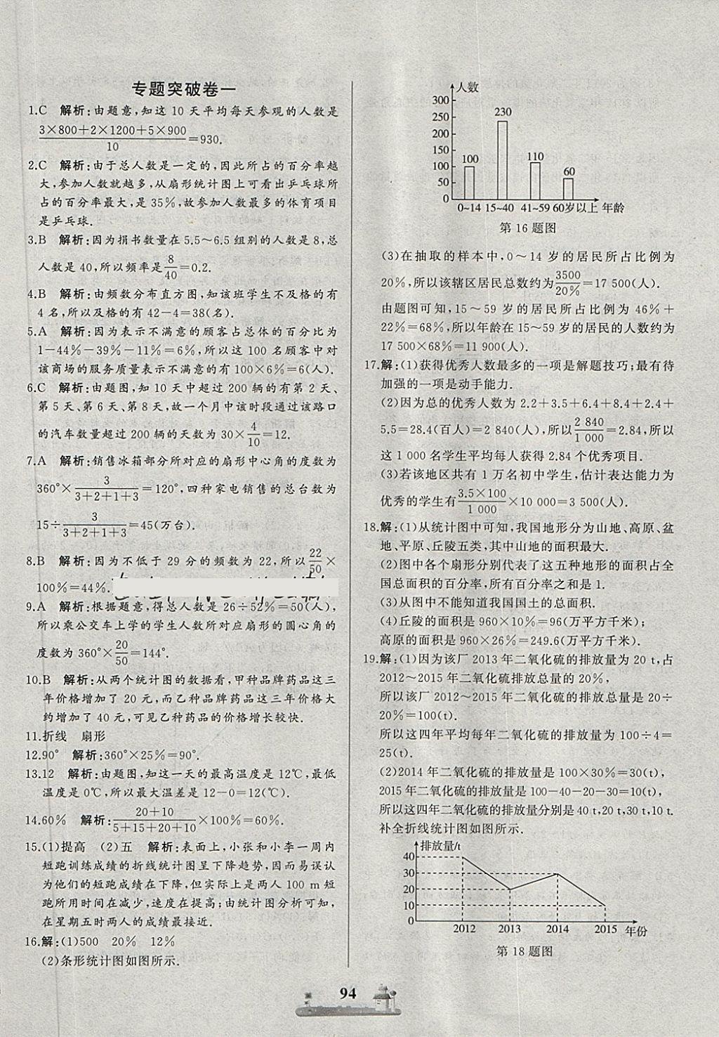 2018年同步练习册全优达标测试卷八年级数学下册冀教版 第18页