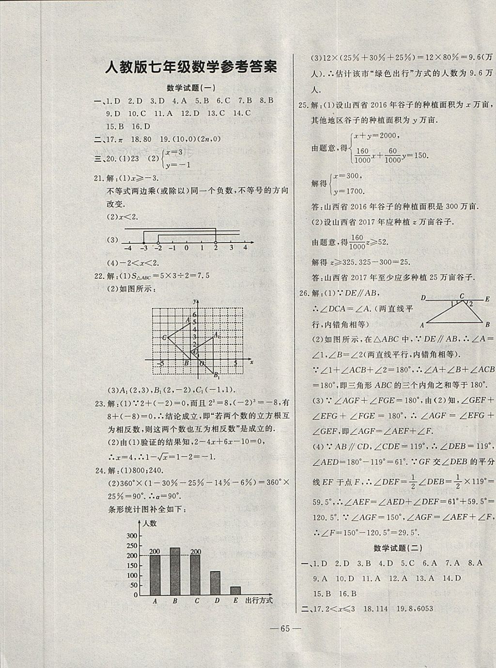 2018年期末快遞黃金8套七年級(jí)數(shù)學(xué)下冊(cè)人教版 第1頁(yè)