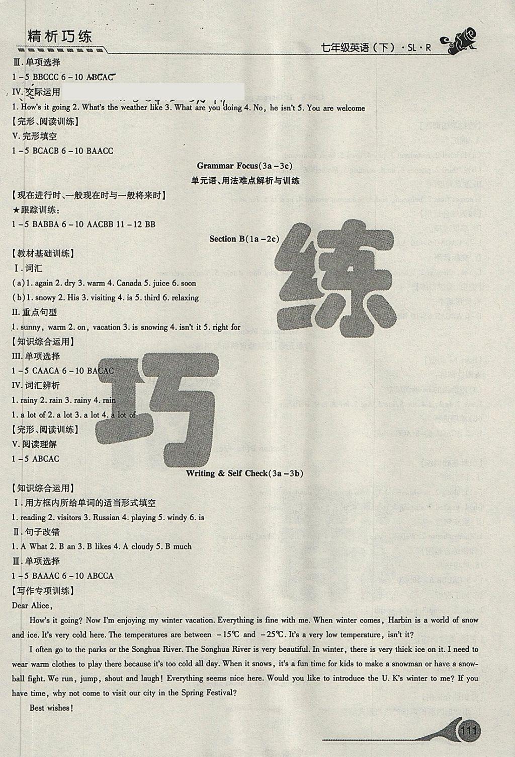 2018年精析巧练阶段性验收与测试七年级英语下册SLR 第9页