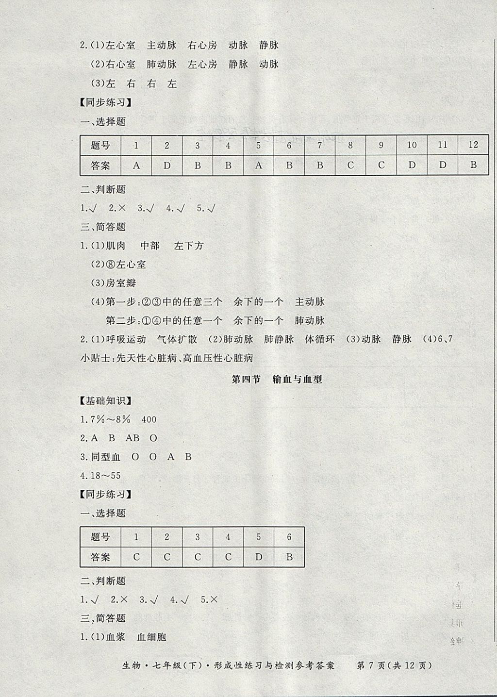 2018年新課標形成性練習與檢測七年級生物下冊 第7頁