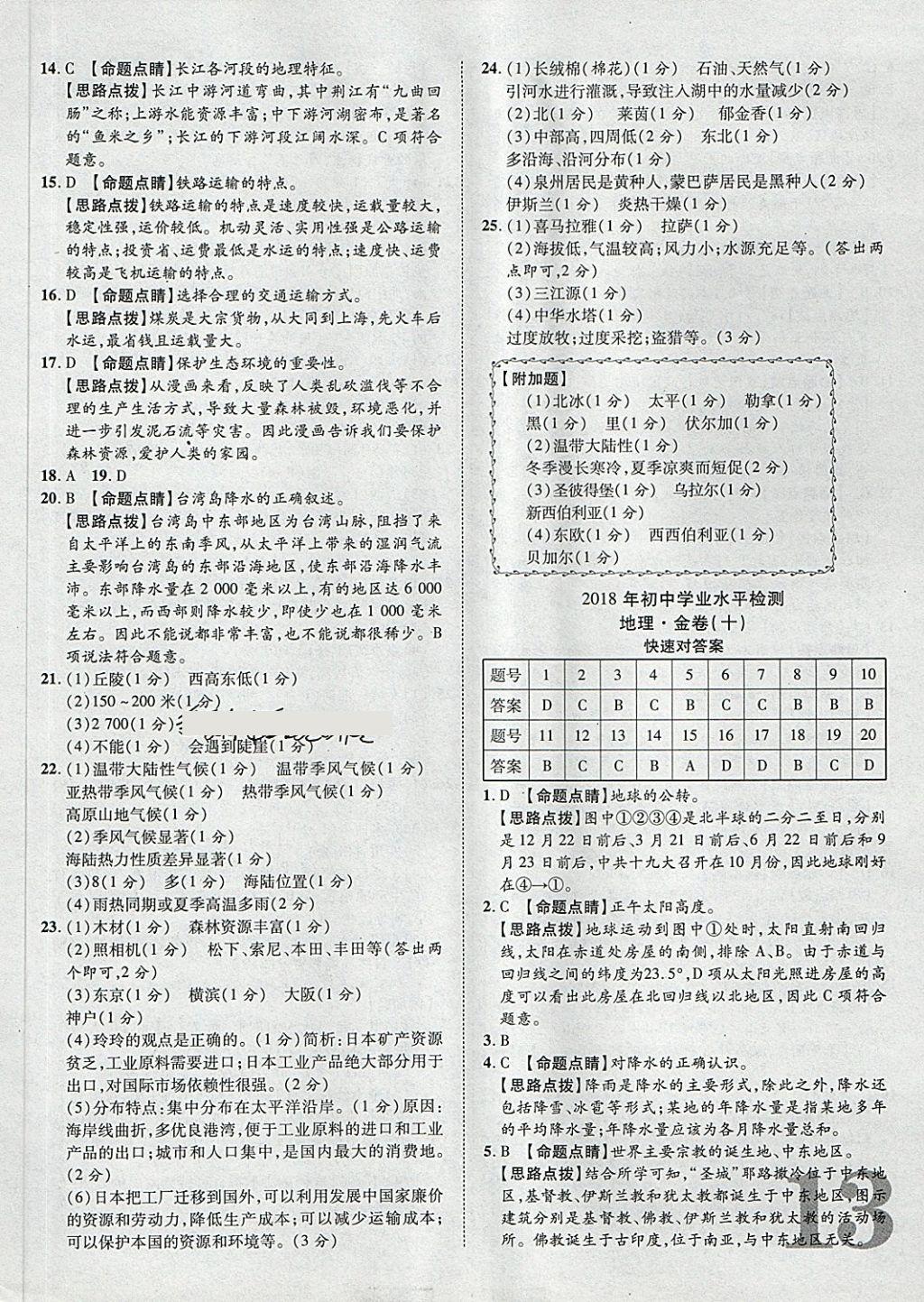 2018年中考加速金卷仿真預(yù)測(cè)10套卷地理 第13頁