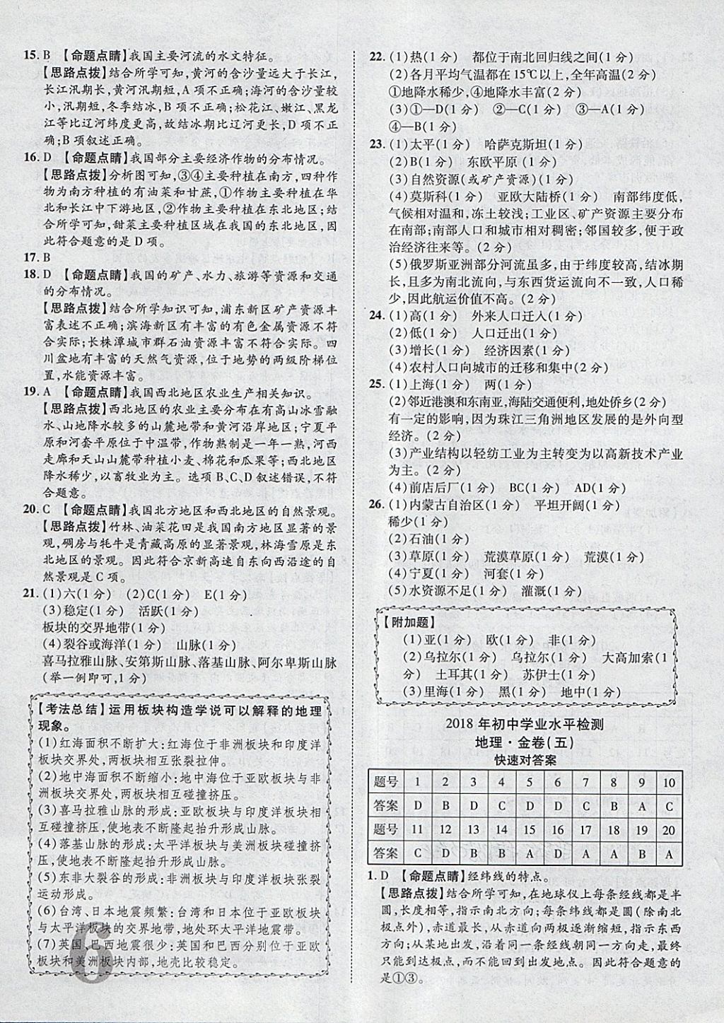 2018年中考加速金卷仿真預(yù)測(cè)10套卷地理 第6頁