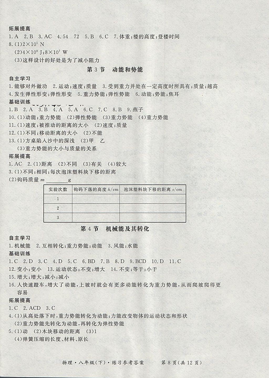 2018年新课标形成性练习与检测八年级物理下册 第8页