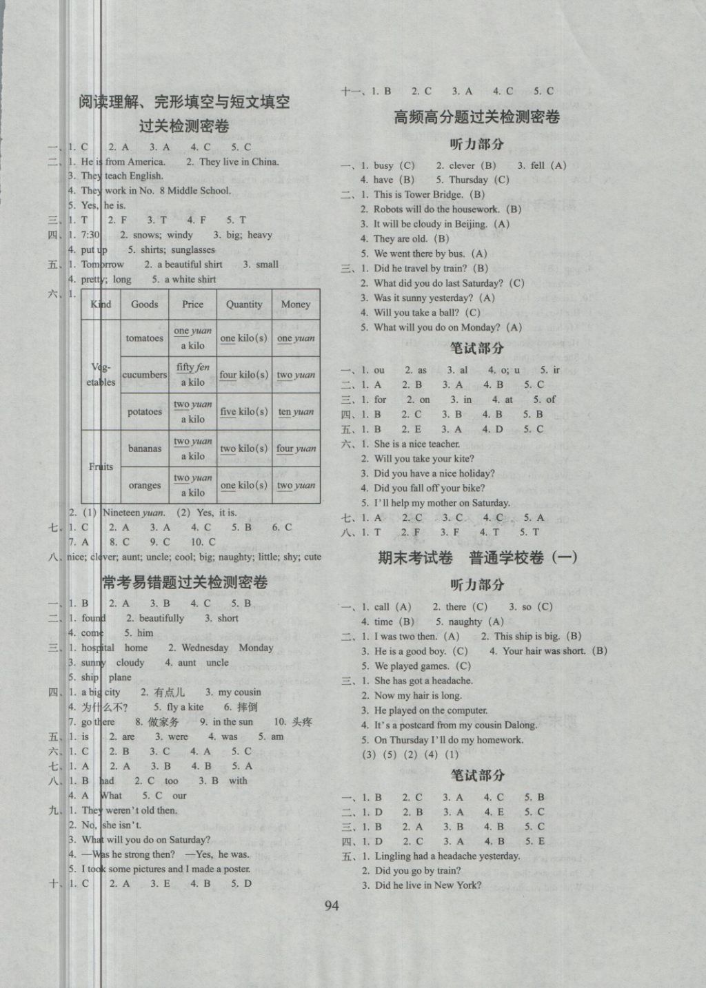 2018年期末沖刺100分完全試卷四年級英語下冊外研版三起 第6頁