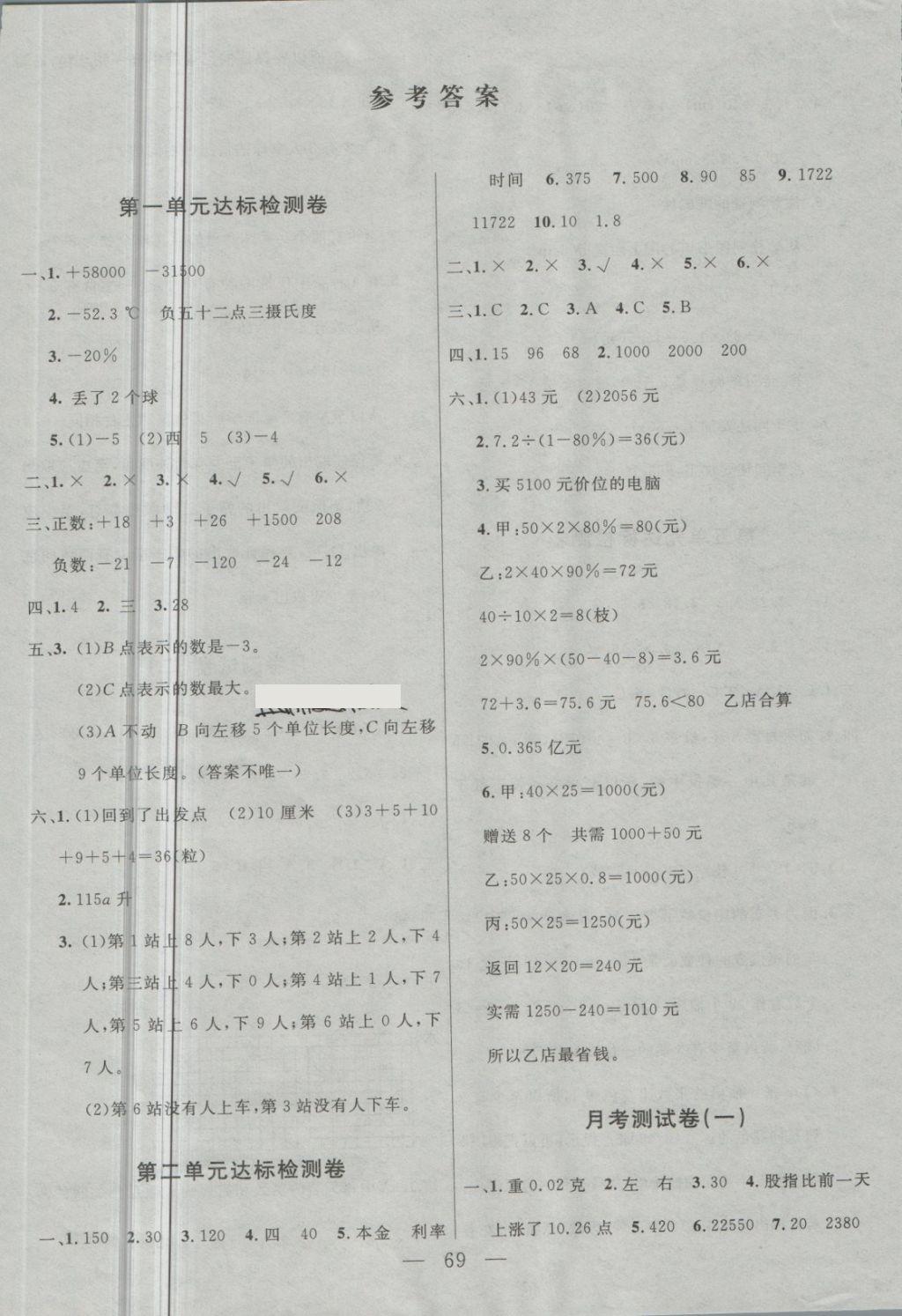 2018年金版卷王名師面對(duì)面大考卷六年級(jí)數(shù)學(xué)下冊(cè)人教版 第1頁(yè)