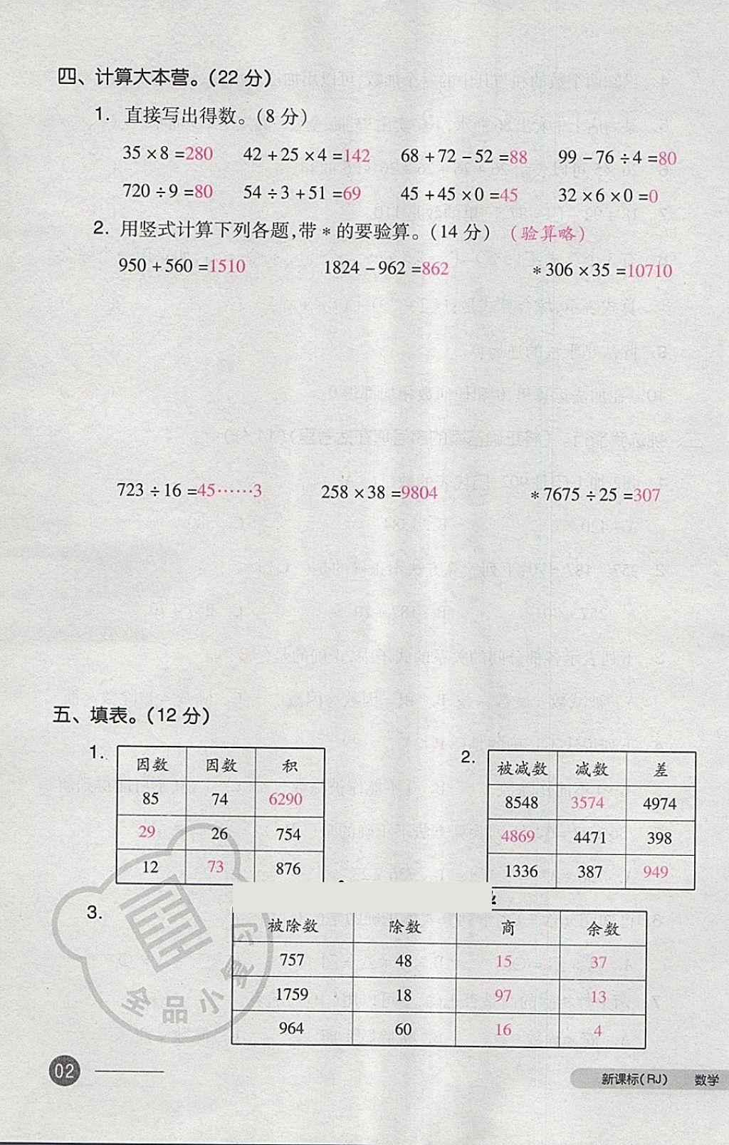 2018年全品小复习四年级数学下册人教版 第3页