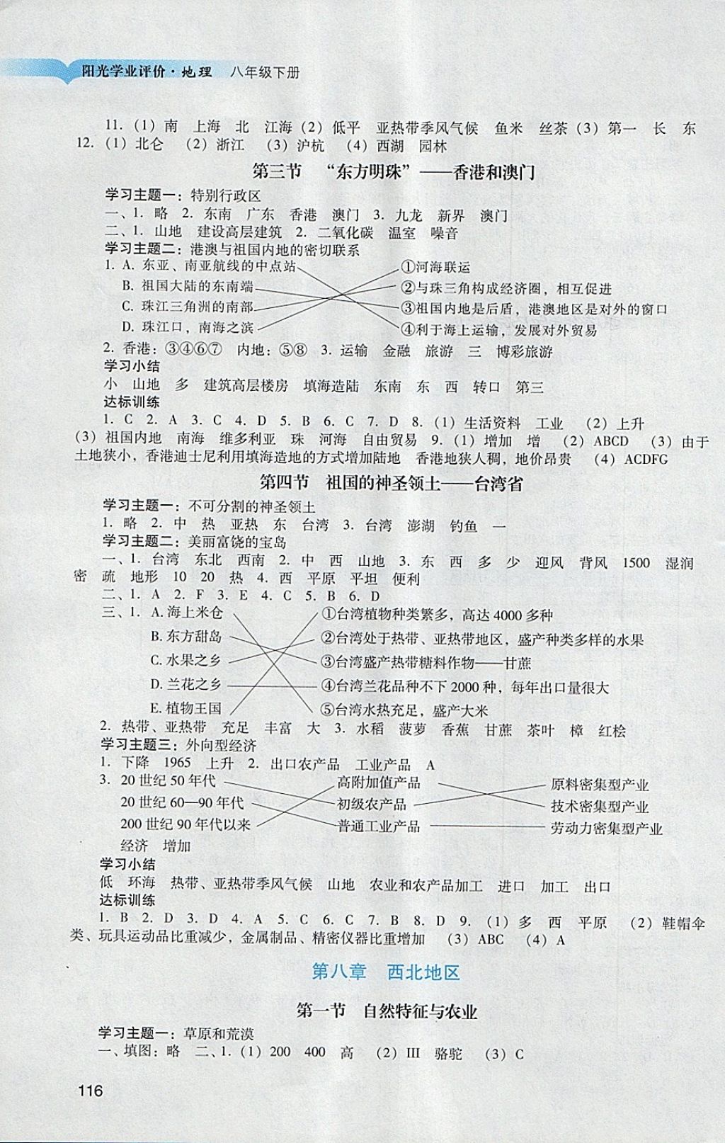 2018年陽光學(xué)業(yè)評價八年級地理下冊人教版 第4頁