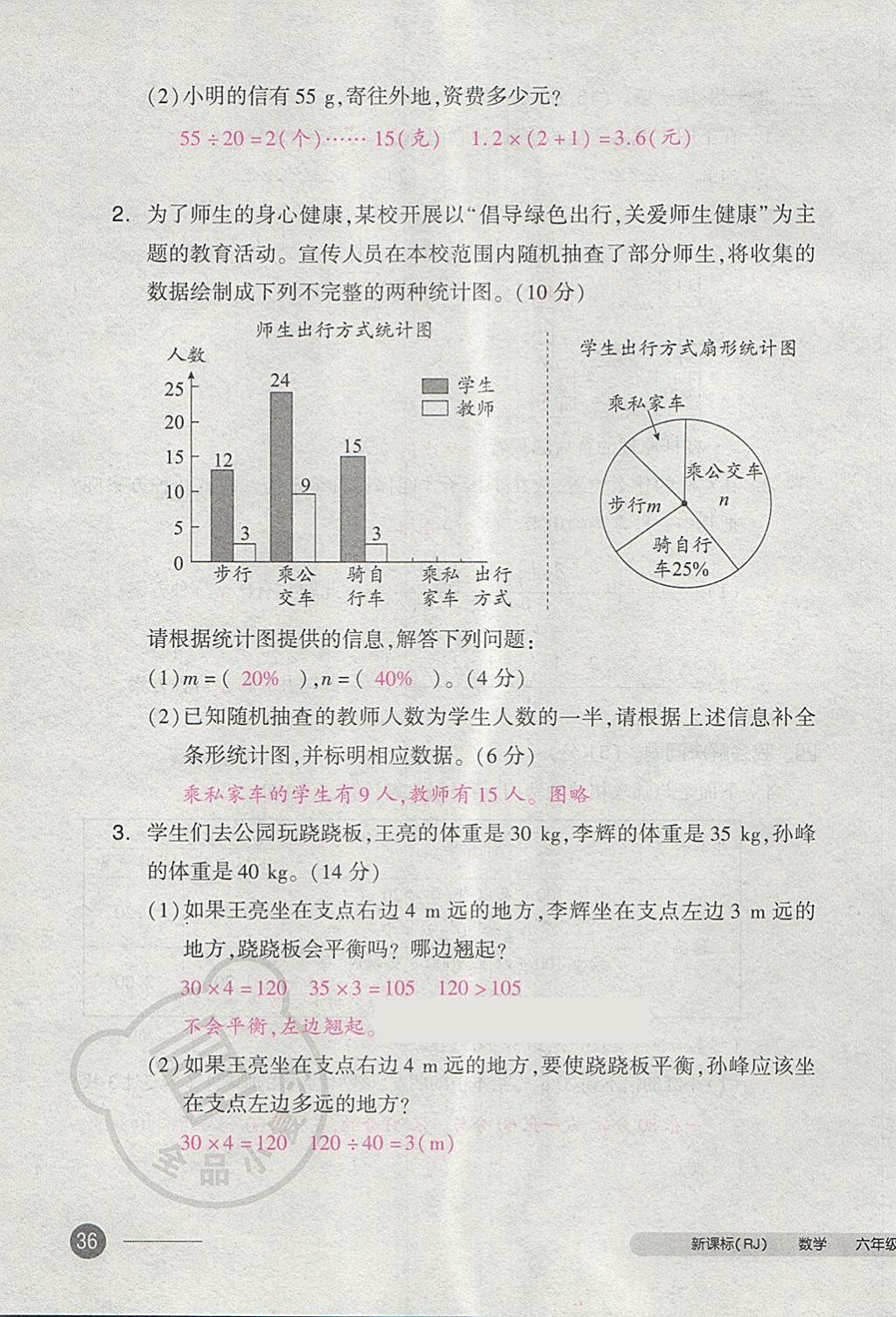 2018年全品小復(fù)習(xí)六年級(jí)數(shù)學(xué)下冊(cè)人教版 第71頁(yè)