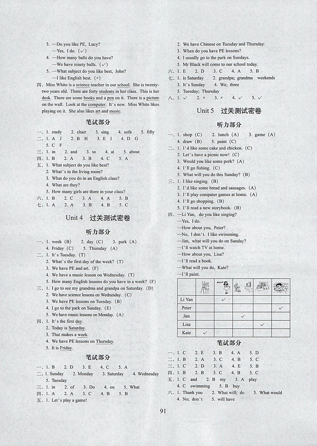 2018年期末冲刺100分完全试卷四年级英语下册人教精通版 第3页