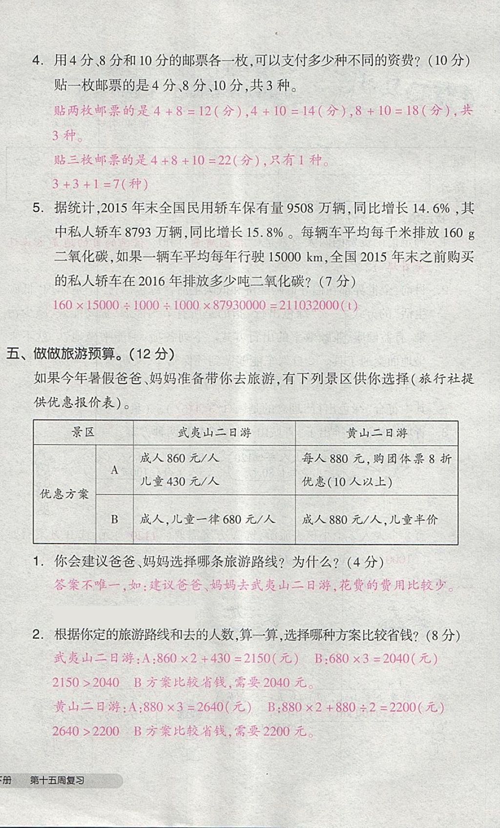 2018年全品小复习六年级数学下册人教版 第72页