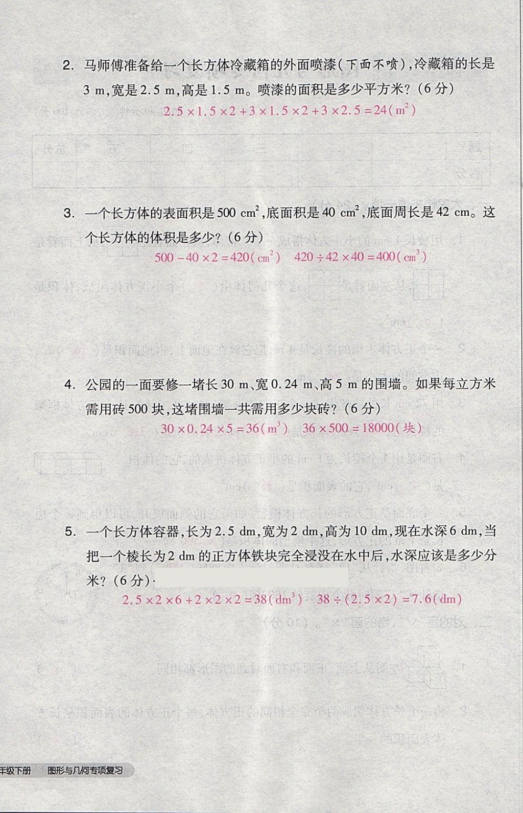 2018年全品小復(fù)習(xí)五年級(jí)數(shù)學(xué)下冊人教版 第88頁