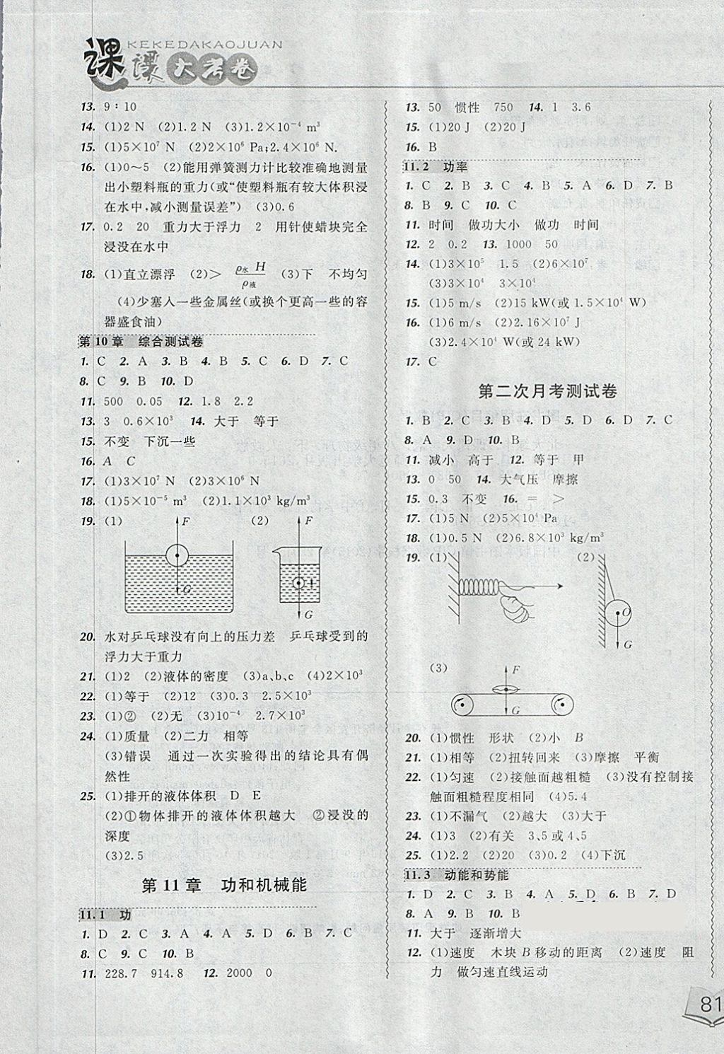 2018年北大绿卡课课大考卷八年级物理下册人教版 第5页