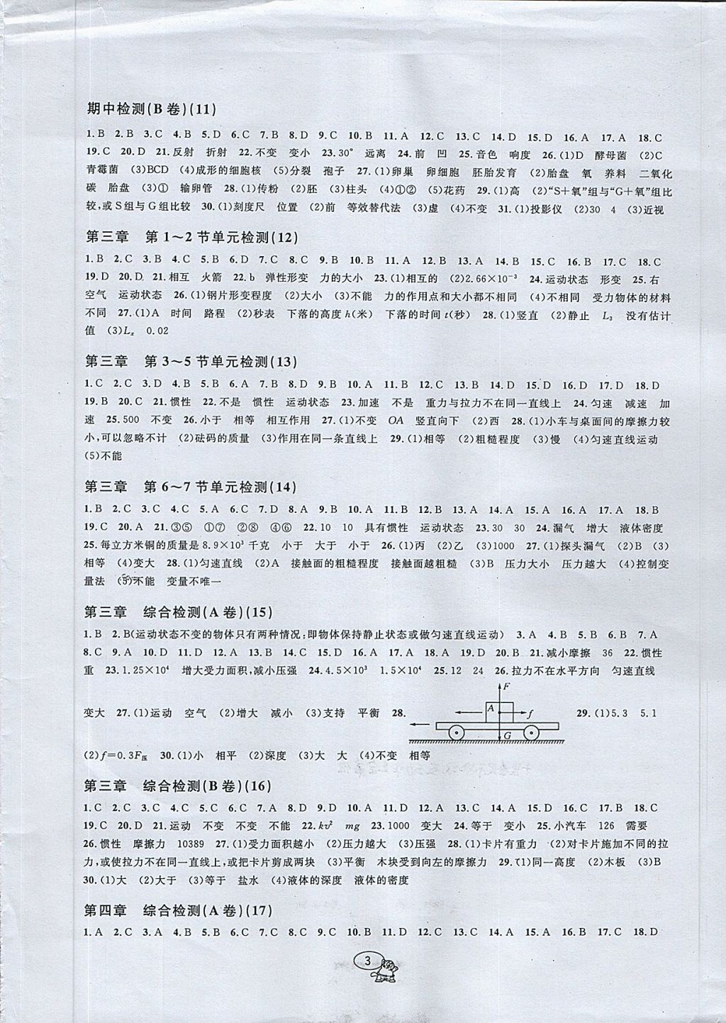 2018年挑戰(zhàn)100單元檢測(cè)試卷七年級(jí)科學(xué)下冊(cè) 第3頁(yè)