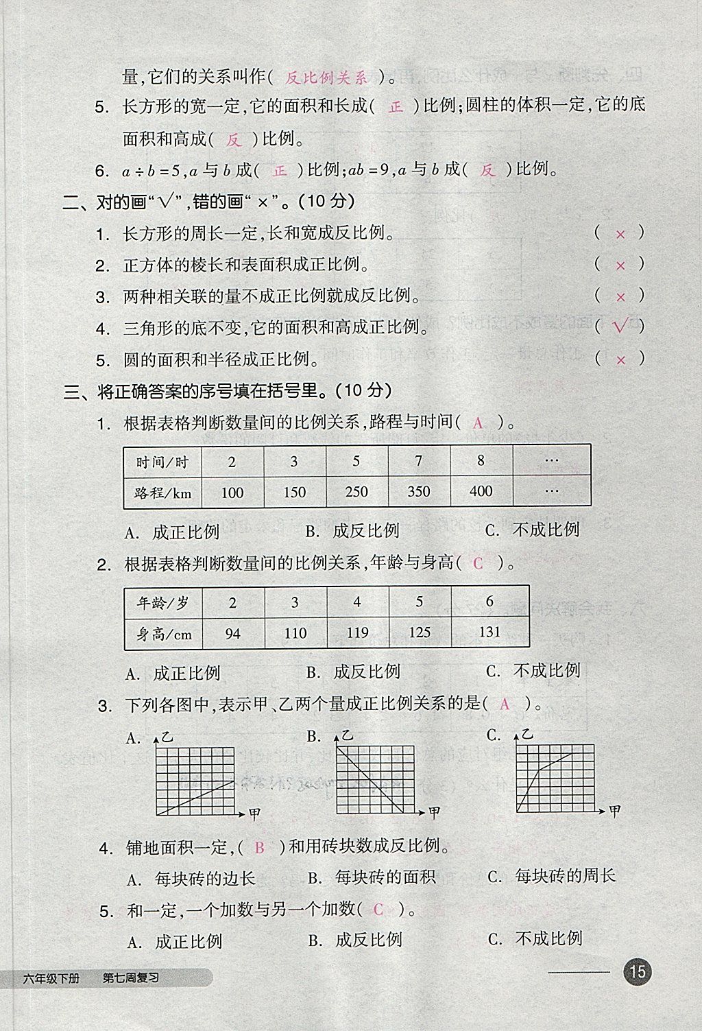 2018年全品小复习六年级数学下册人教版 第30页