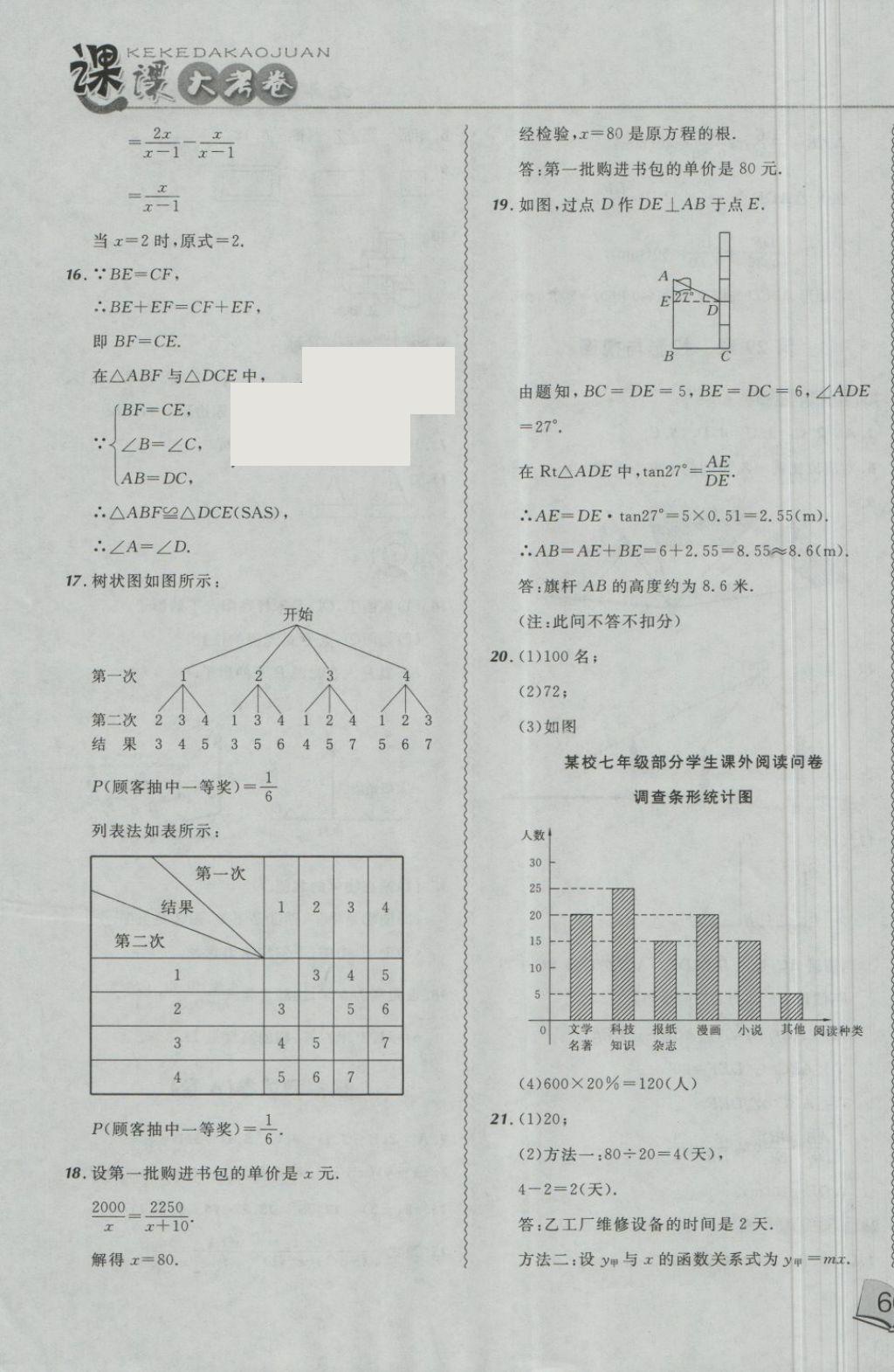 2018年北大綠卡課課大考卷九年級數(shù)學下冊人教版 第15頁