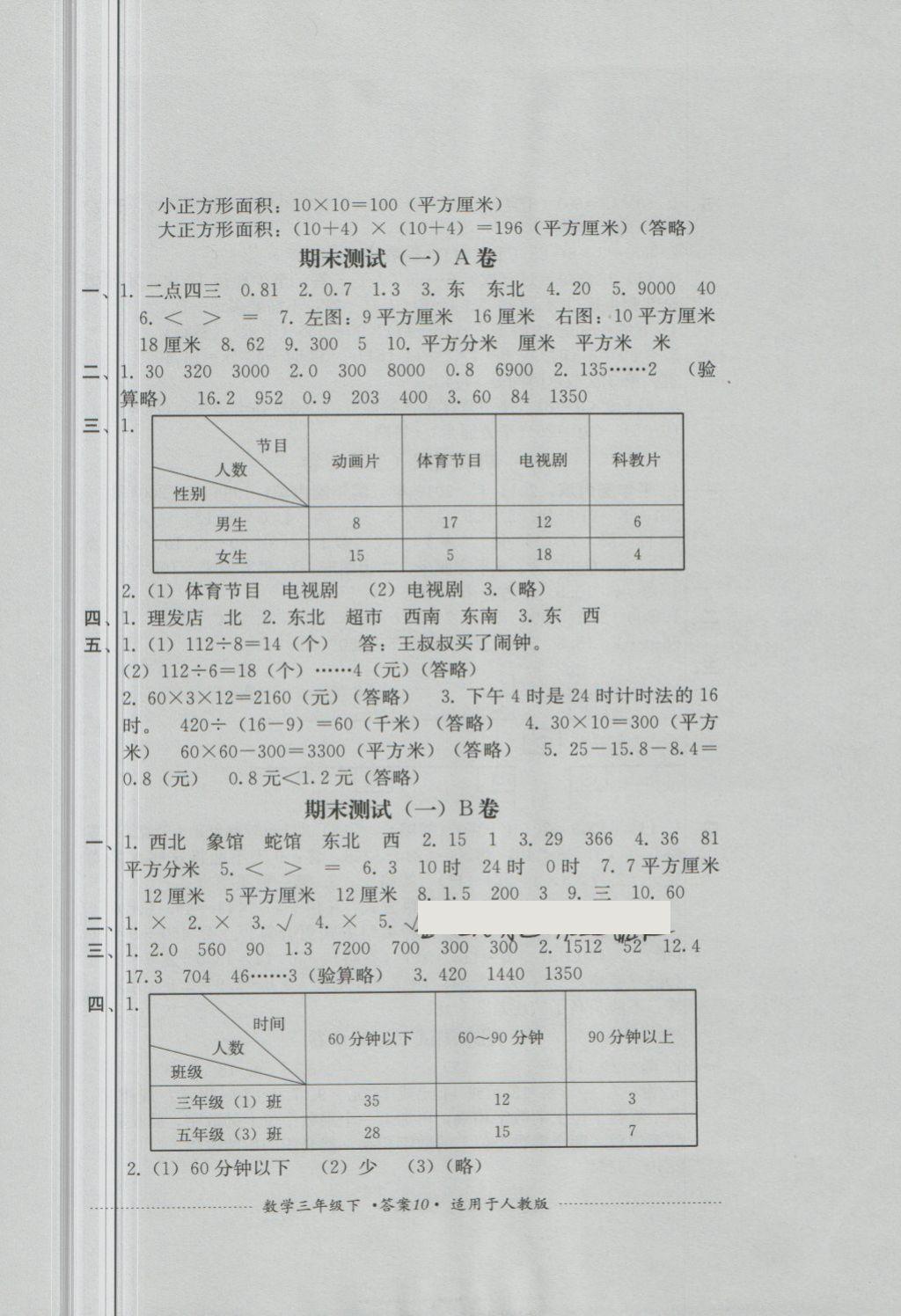 2018年單元測(cè)試三年級(jí)數(shù)學(xué)下冊(cè)人教版四川教育出版社 第10頁(yè)