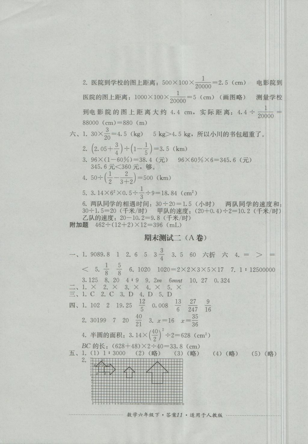 2018年單元測試六年級數(shù)學(xué)下冊人教版四川教育出版社 第11頁