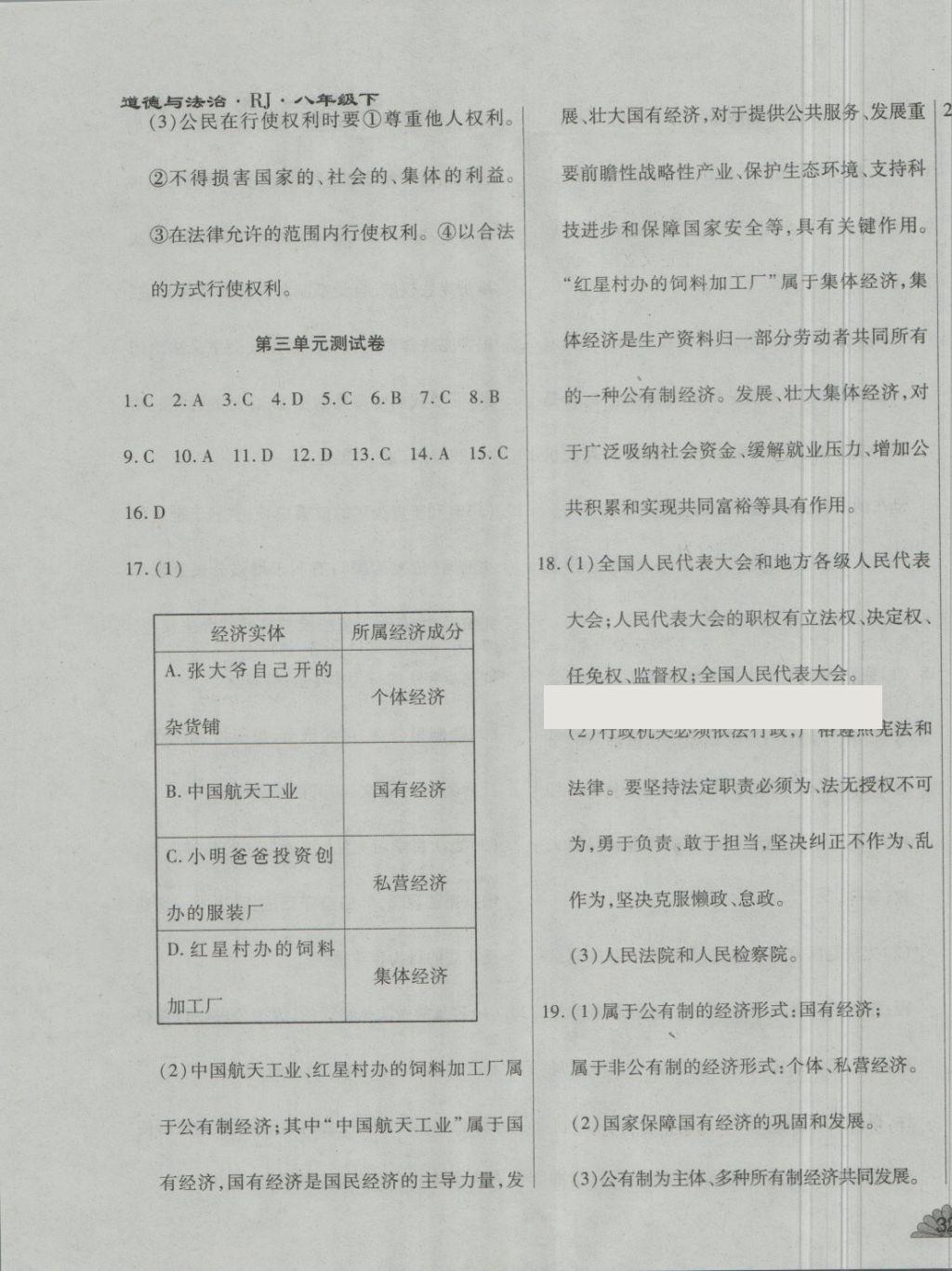 2018年千里馬單元測(cè)試卷八年級(jí)道德與法治下冊(cè)人教版 第7頁(yè)