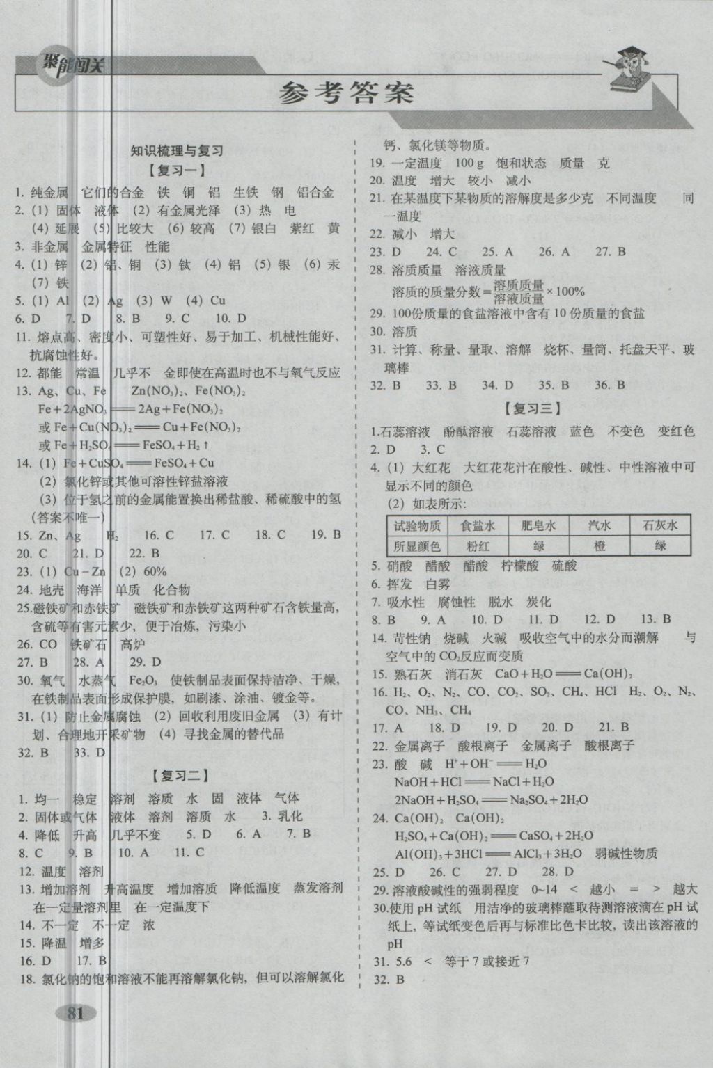 2018年聚能闯关期末复习冲刺卷九年级化学下册人教版 第1页