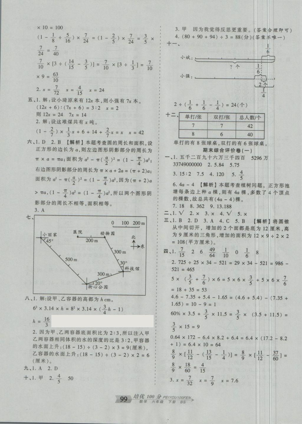 2018年王朝霞培優(yōu)100分六年級數(shù)學下冊北師大版 第11頁