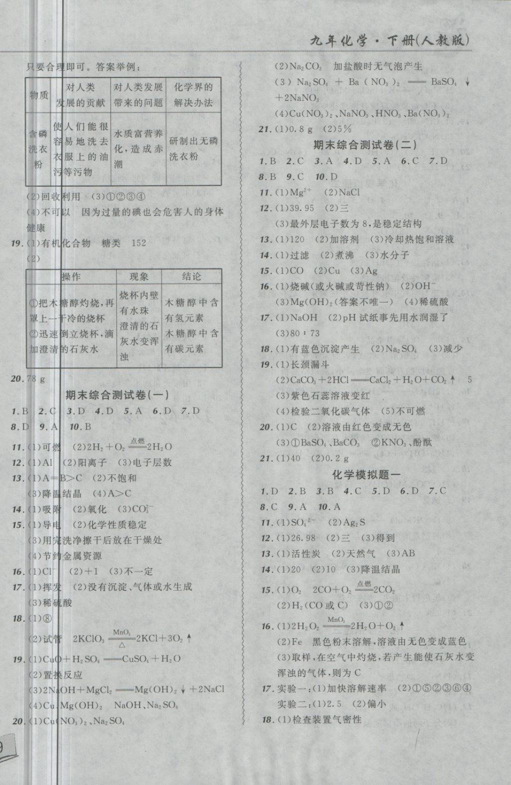 2018年北大绿卡课课大考卷九年级化学下册人教版 第6页