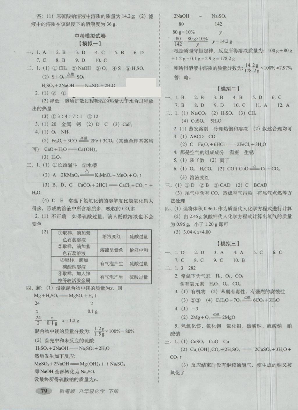 2018年聚能闖關(guān)期末復(fù)習(xí)沖刺卷九年級(jí)化學(xué)下冊(cè)科粵版 第7頁(yè)