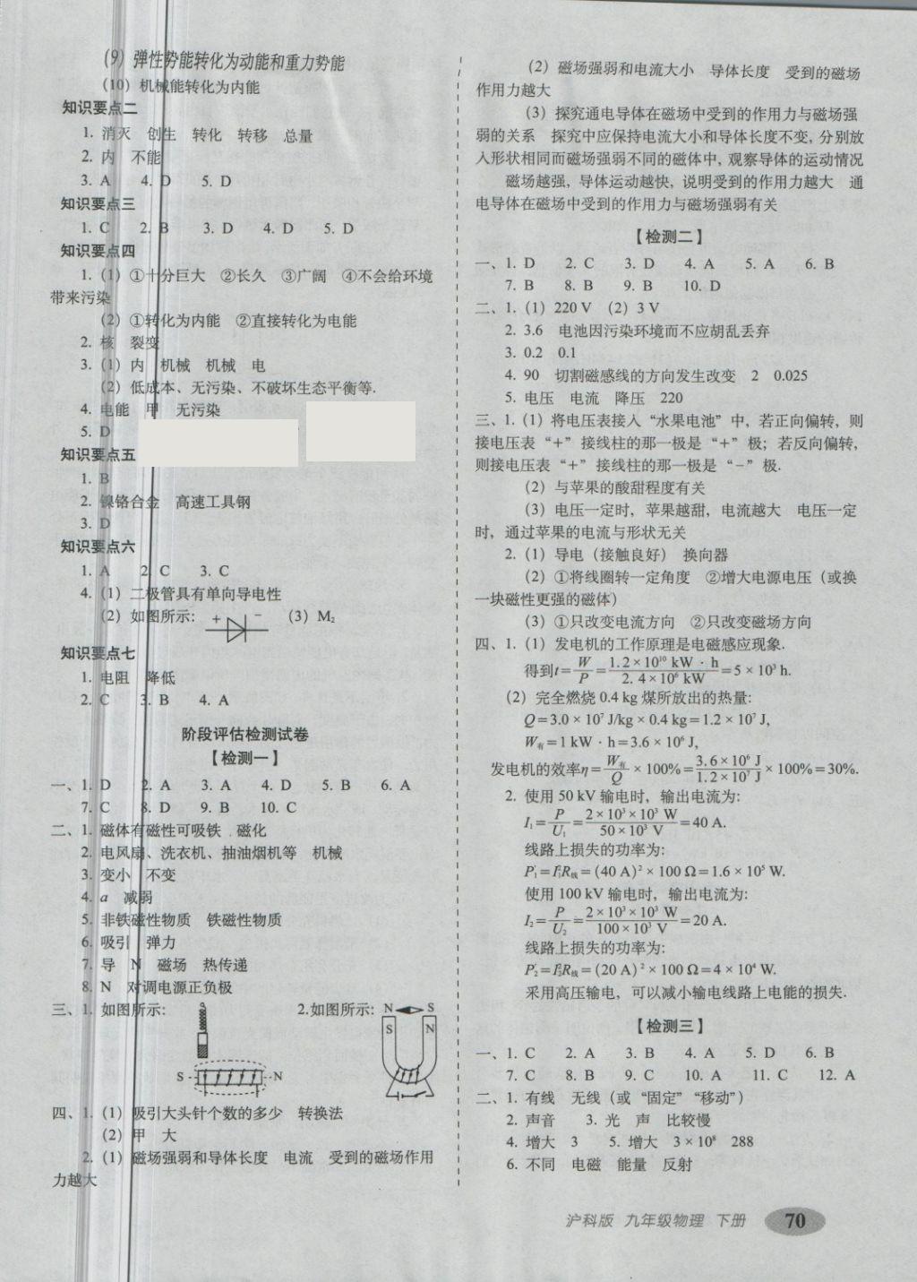 2018年聚能闖關(guān)期末復(fù)習(xí)沖刺卷九年級(jí)物理下冊(cè)滬科版 第2頁(yè)