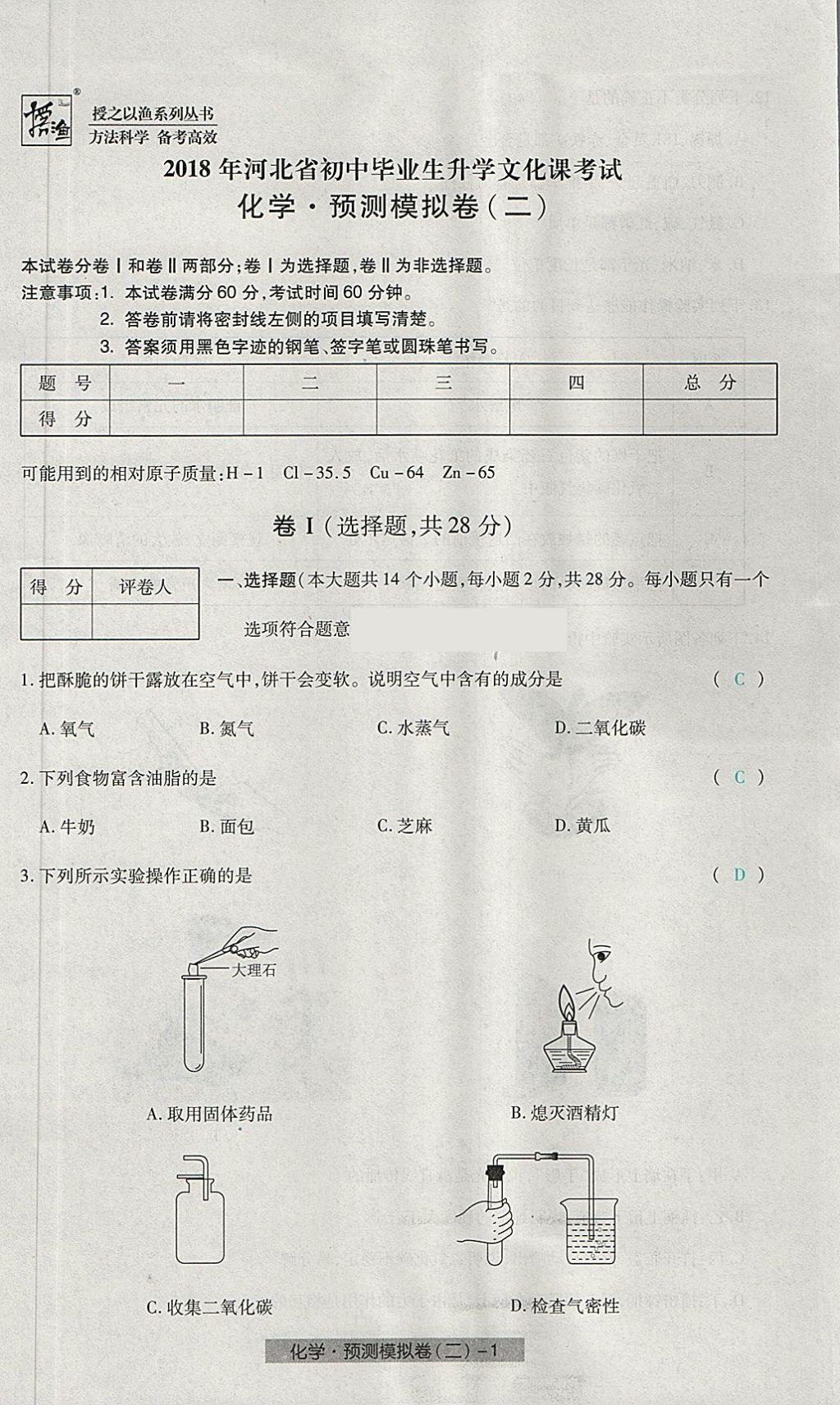 2018年河北中考中考模擬卷化學(xué) 第9頁