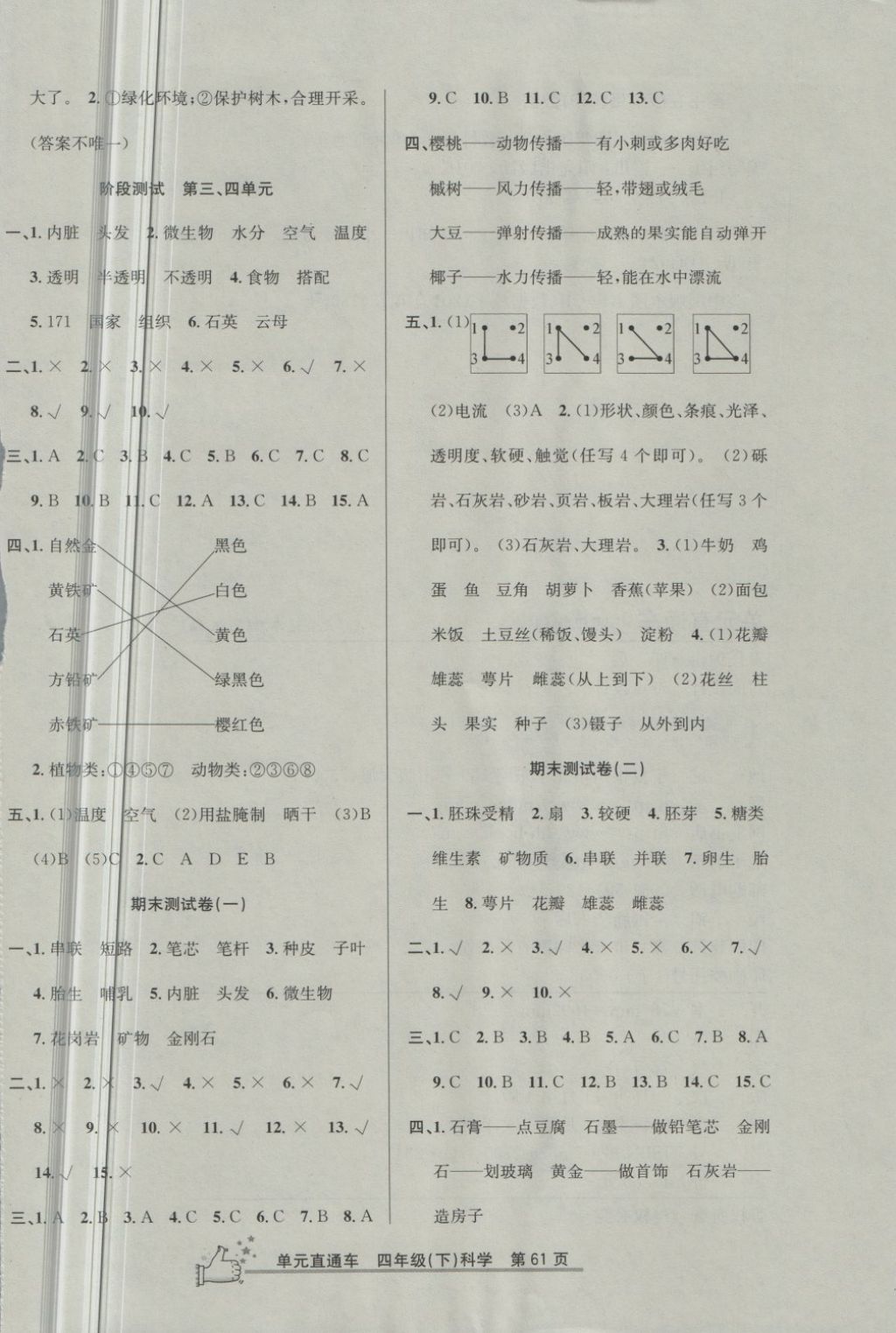 2018年開源圖書單元直通車四年級科學下冊教科版 第5頁