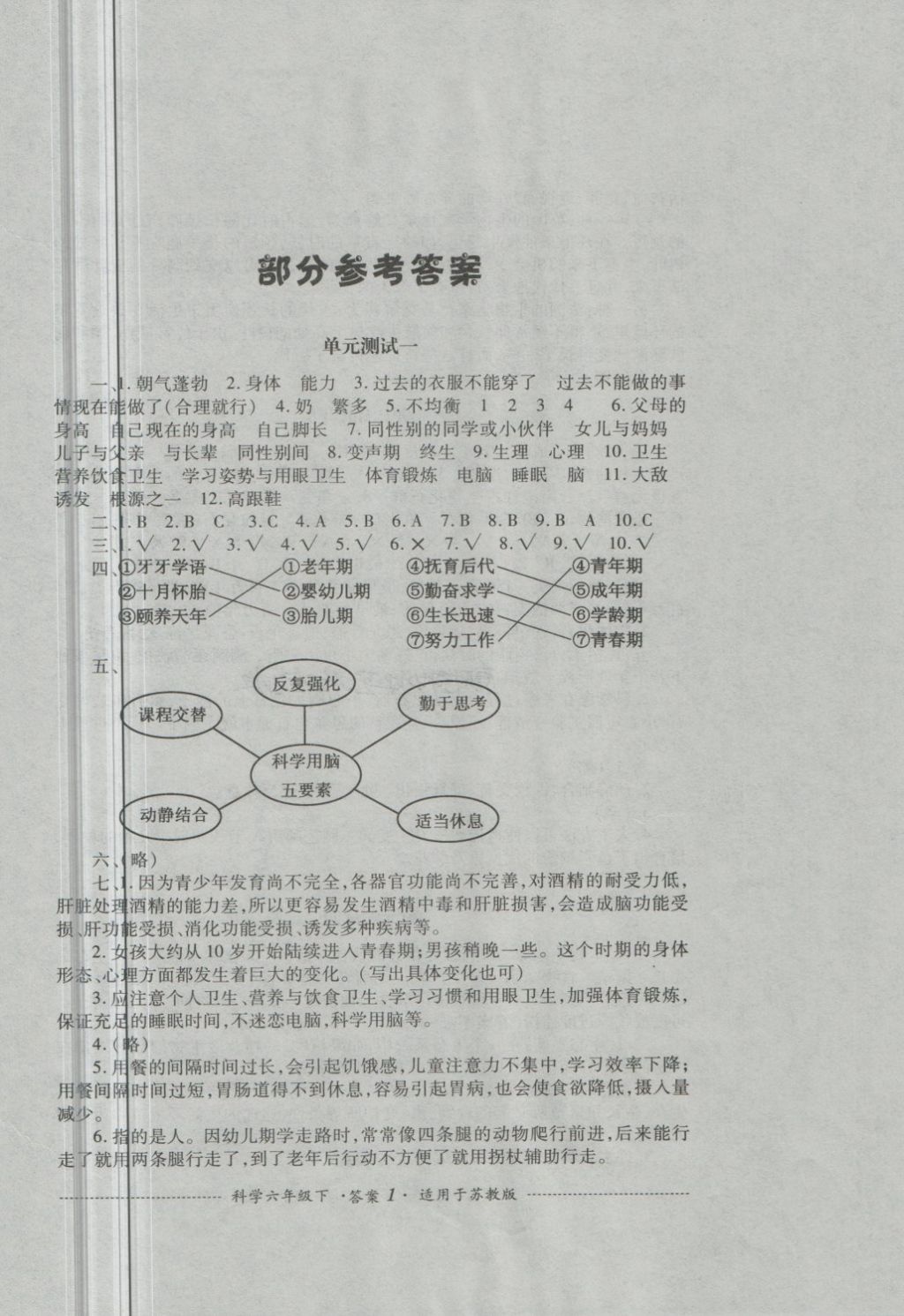 2018年單元測試六年級科學下冊蘇教版四川教育出版社 第1頁