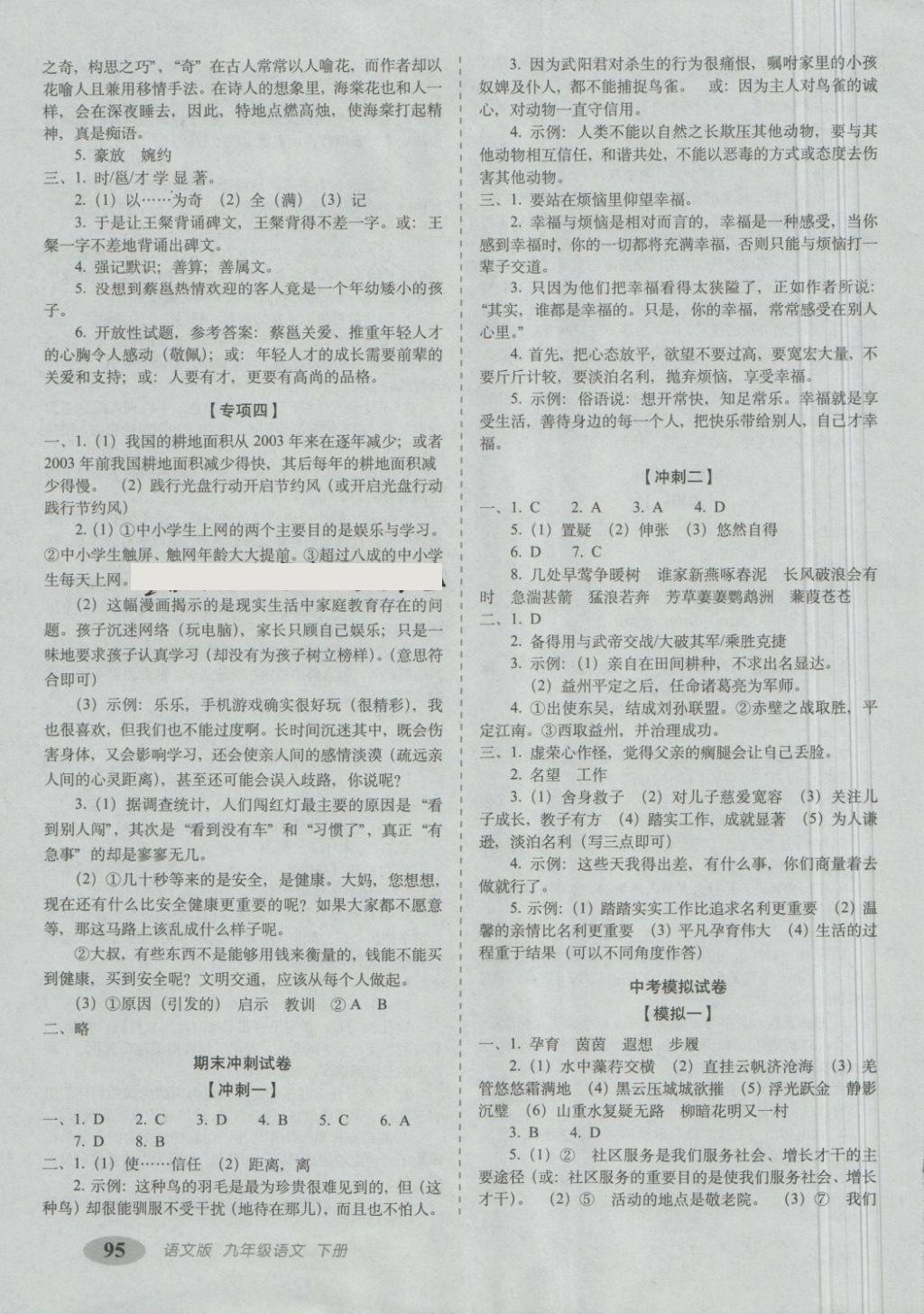 2018年聚能闯关期末复习冲刺卷九年级语文下册语文版 第7页