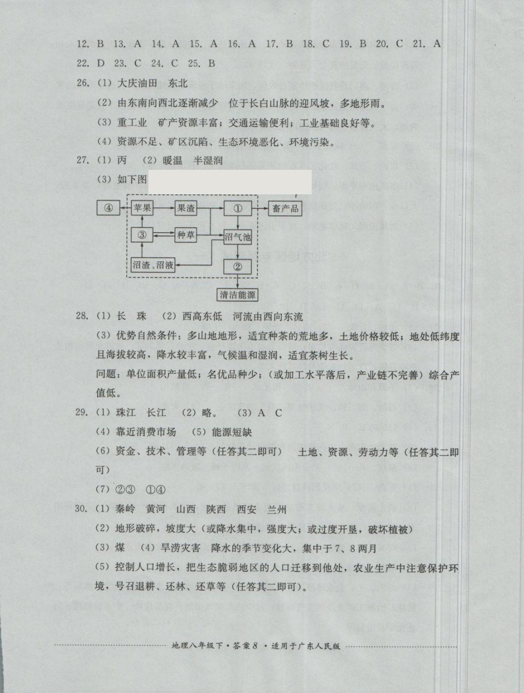 2018年单元测试八年级地理下册粤人民版四川教育出版社 第8页