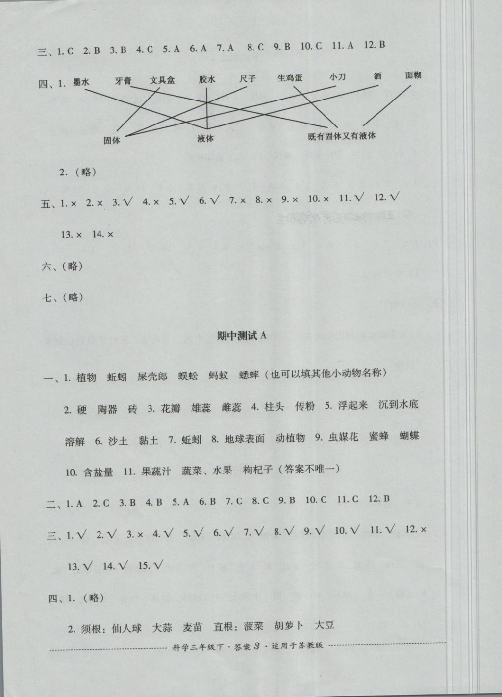 2018年單元測試三年級科學(xué)下冊蘇教版四川教育出版社 第3頁