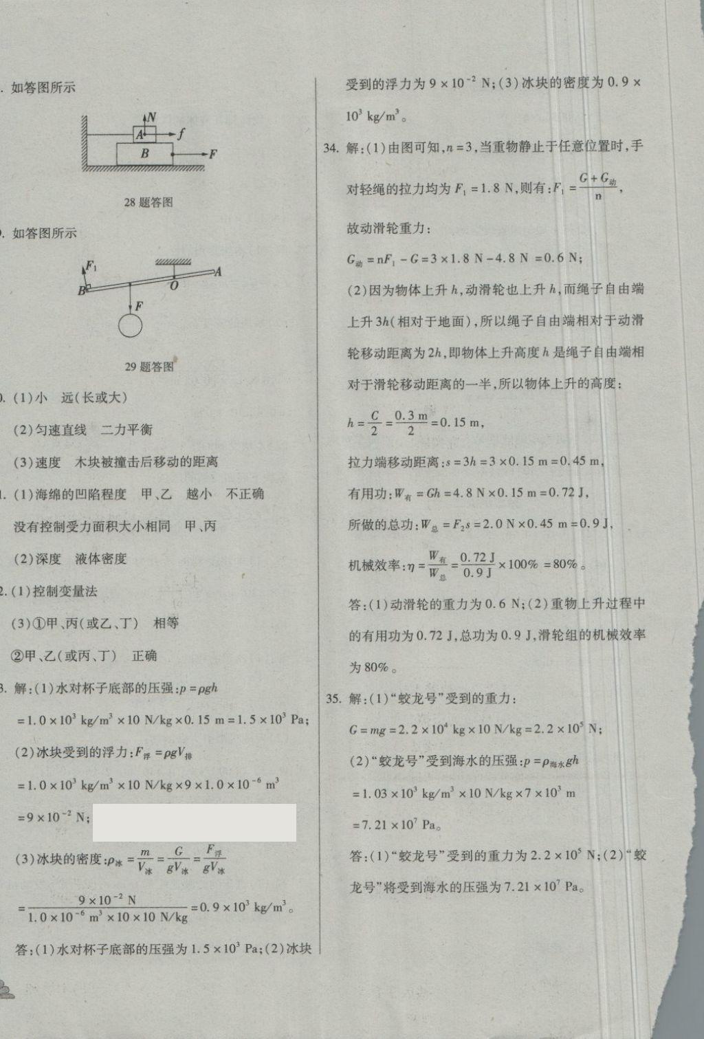 2018年千里馬單元測(cè)試卷八年級(jí)物理下冊(cè)人教版 第12頁(yè)