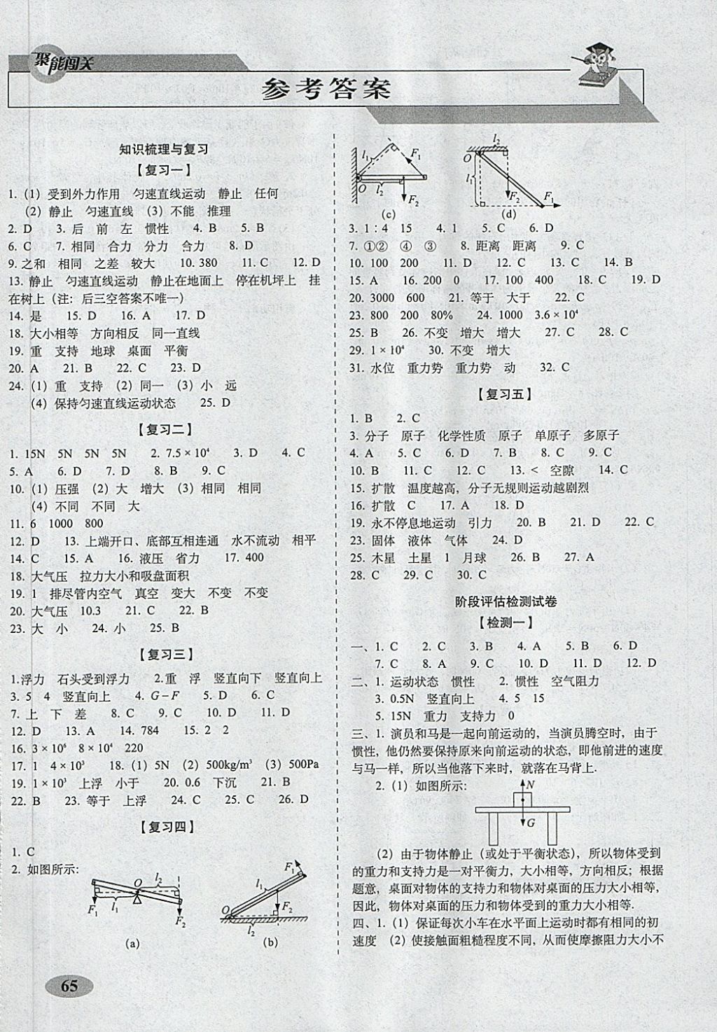 2018年聚能闖關(guān)期末復(fù)習(xí)沖刺卷八年級物理下冊滬科版 第1頁