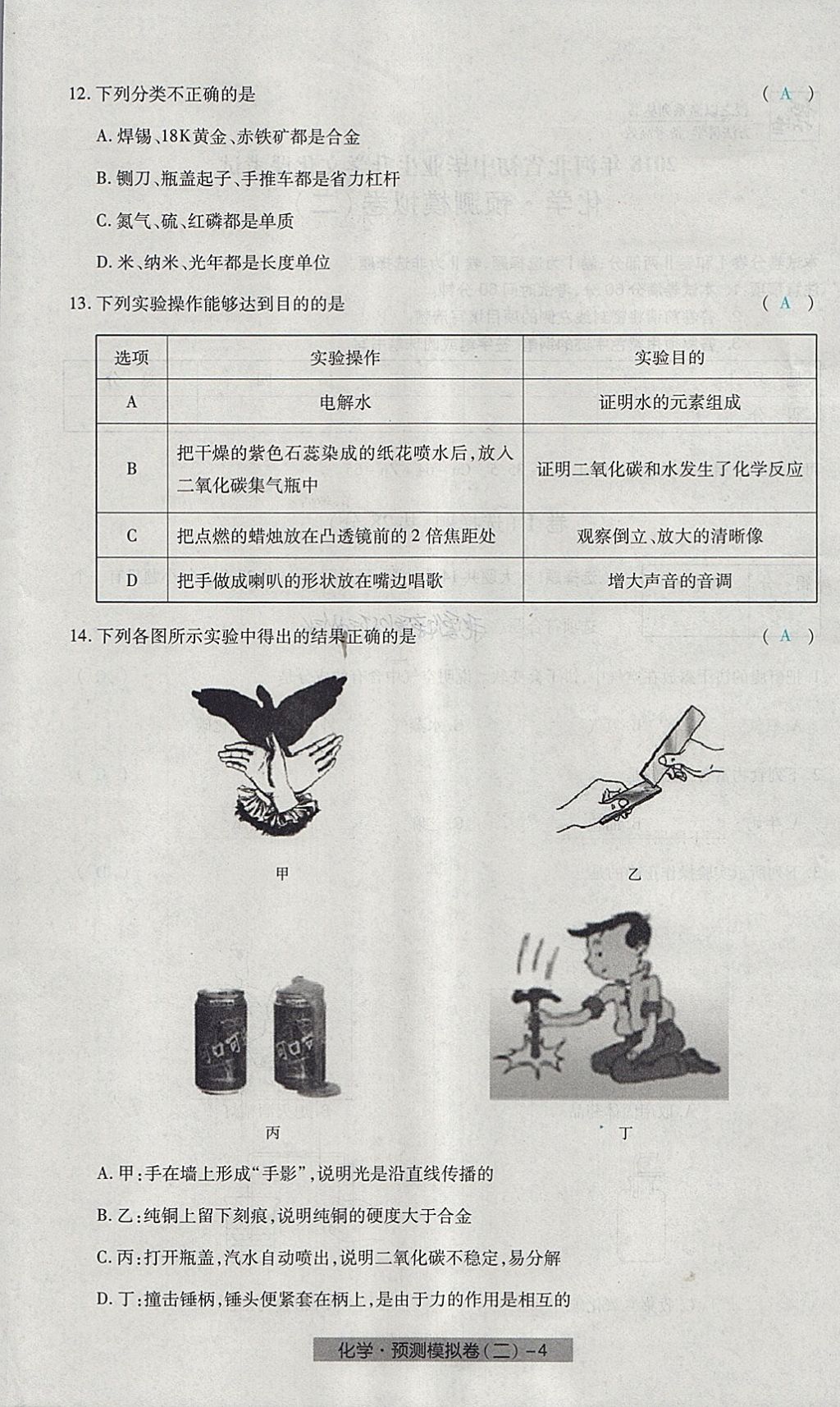 2018年河北中考中考模擬卷化學(xué) 第12頁