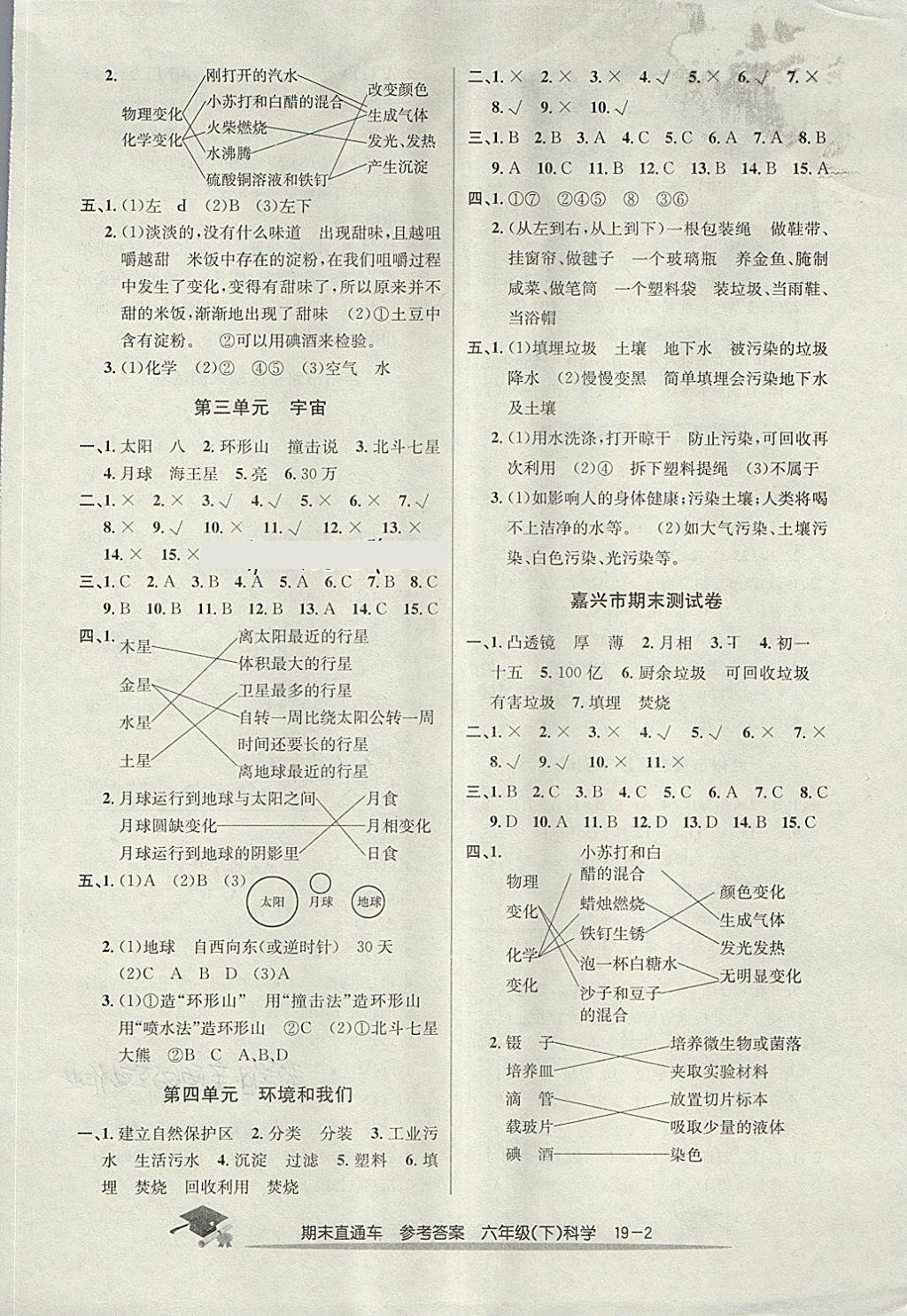 2018年期末直通車六年級科學下冊教科版 第2頁