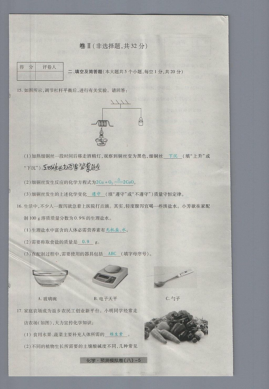 2018年河北中考中考模擬卷化學(xué) 第61頁(yè)