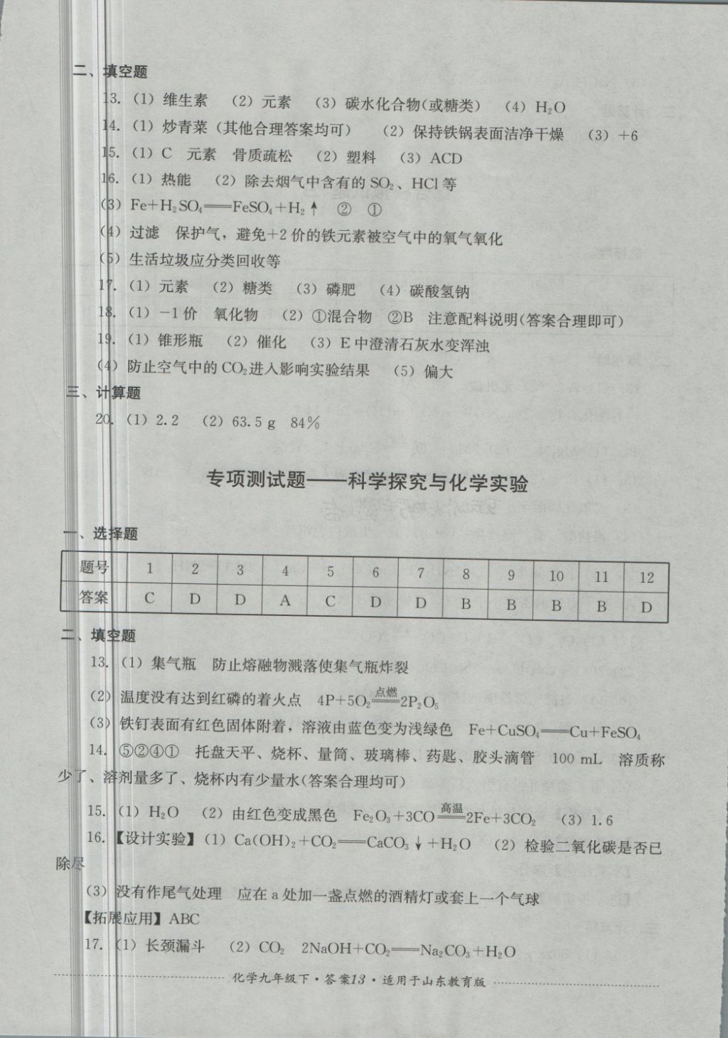 2018年單元測試九年級化學(xué)下冊魯教版四川教育出版社 第13頁