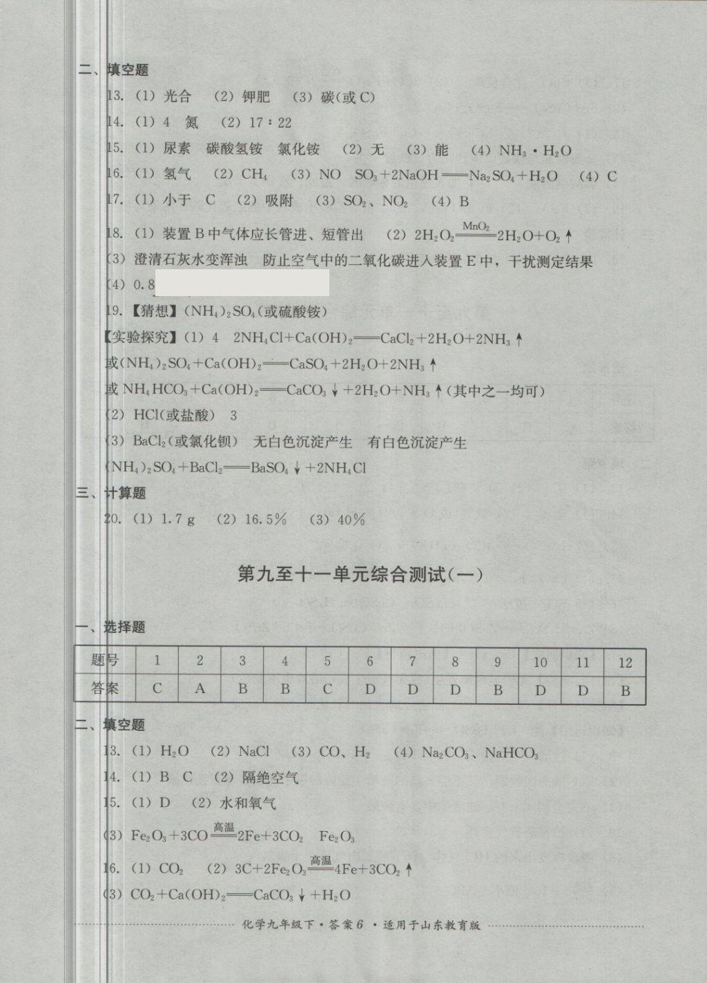 2018年單元測(cè)試九年級(jí)化學(xué)下冊(cè)魯教版四川教育出版社 第6頁(yè)