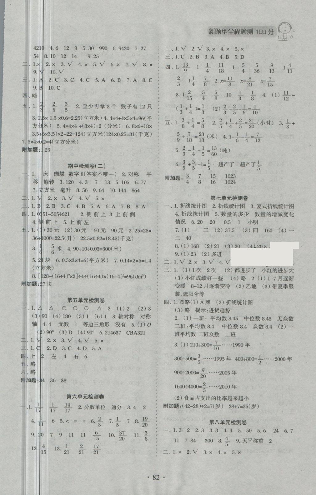 2018年新題型黃岡全程檢測100分五年級(jí)數(shù)學(xué)下冊(cè)人教版 第2頁