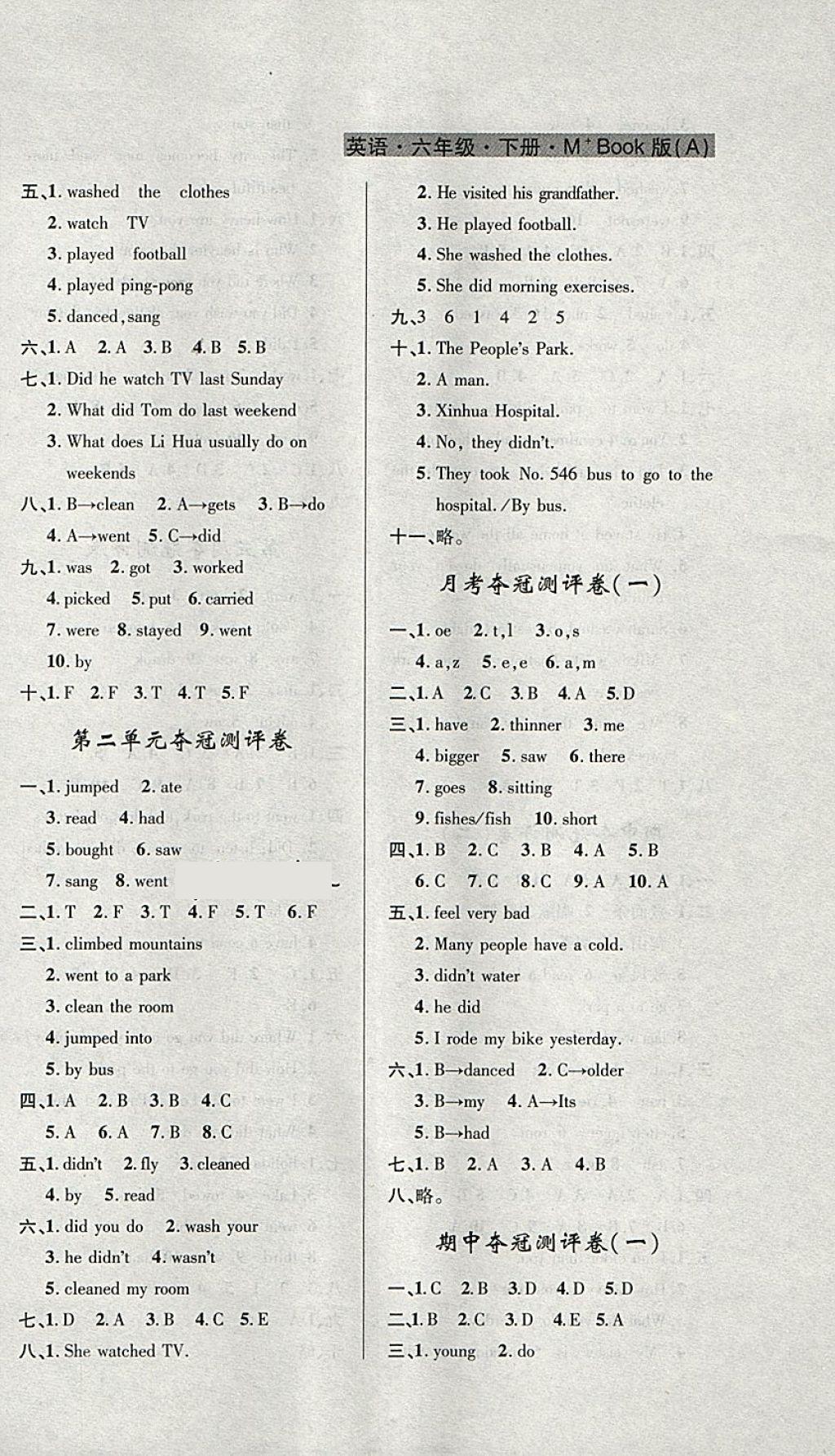 2018年期末奪冠滿(mǎn)分測(cè)評(píng)卷六年級(jí)英語(yǔ)下冊(cè)A 第2頁(yè)