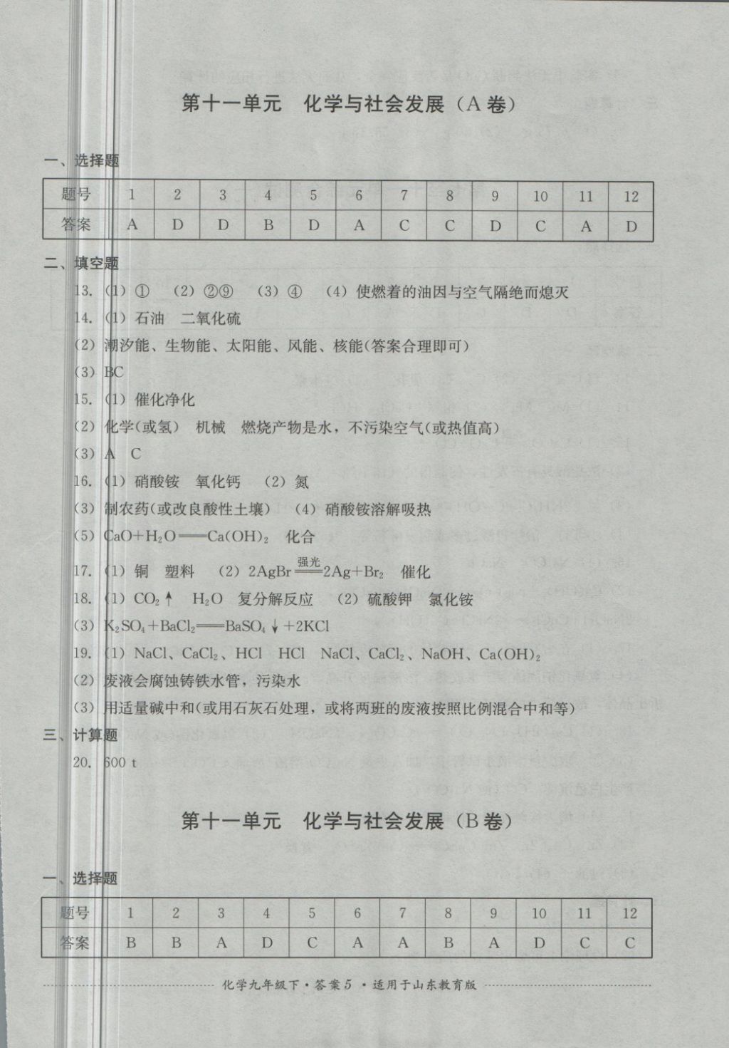 2018年單元測試九年級化學(xué)下冊魯教版四川教育出版社 第5頁