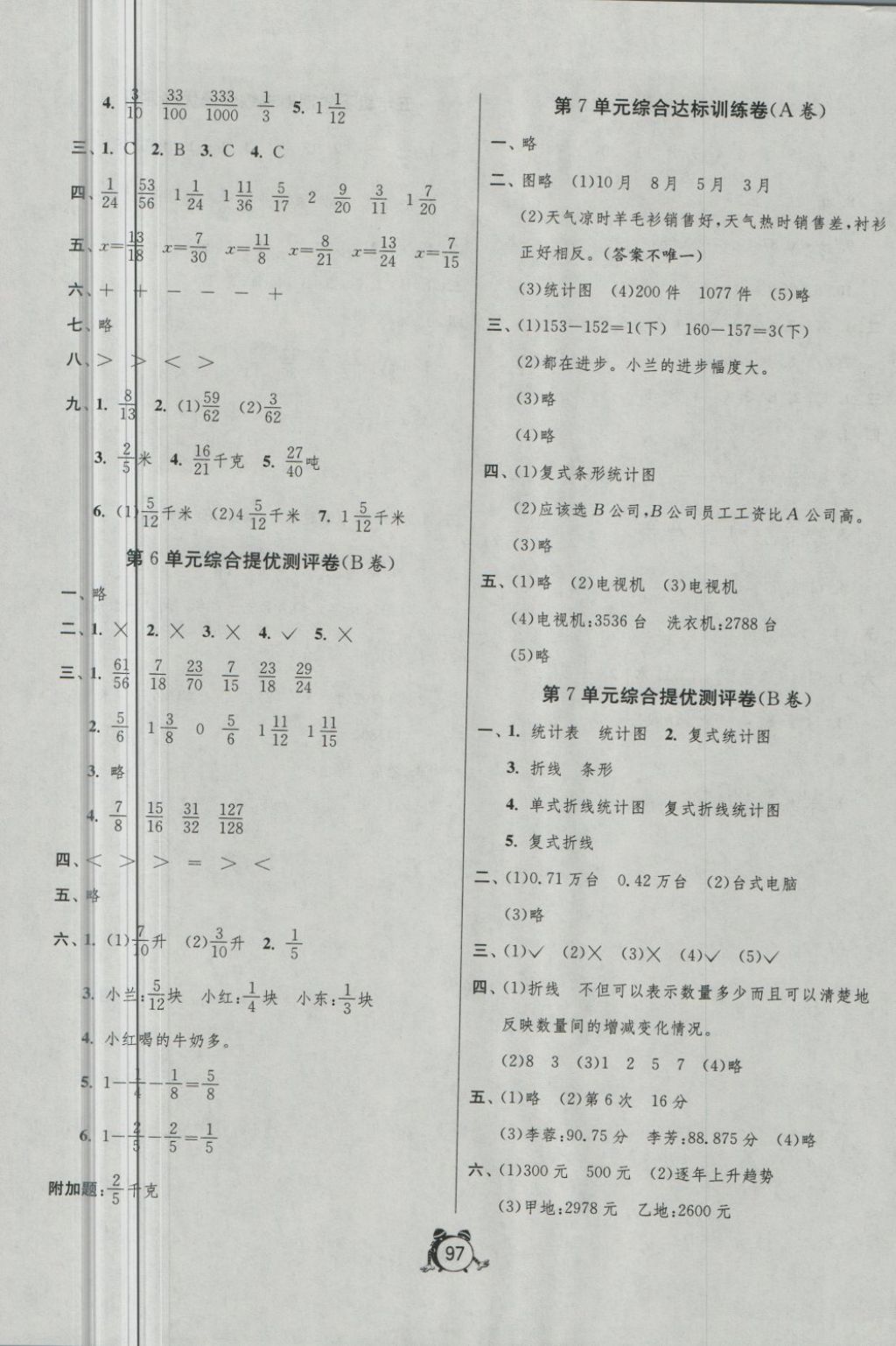 2018年单元双测同步达标活页试卷五年级数学下册人教版 第5页