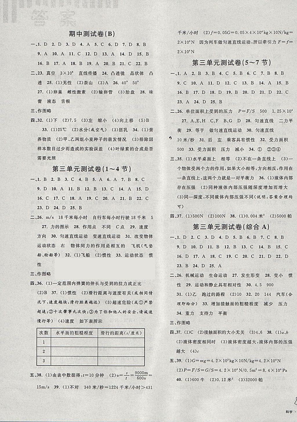 2018年浙江名卷七年级科学下册浙教版 第3页